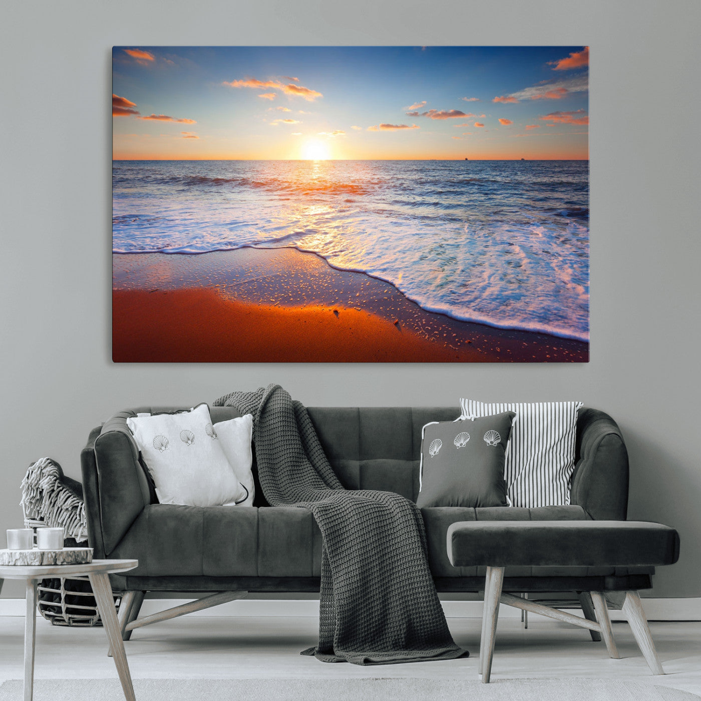 96736-MGV-CV-36X24-Ocean Beach Canvas Wall Art Beach Canvas, Coastal Sunset Tropical Island Beach Sunset Artwork Print