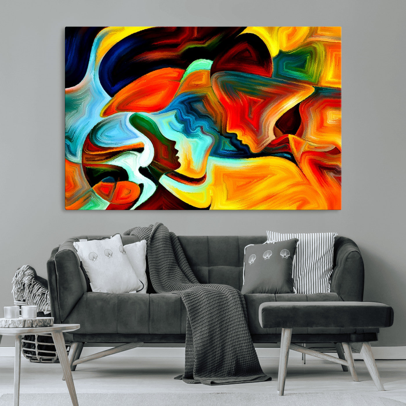 70242-MGV-CV-36X24-Human Love Figures Abstract Wall Art Canvas Print