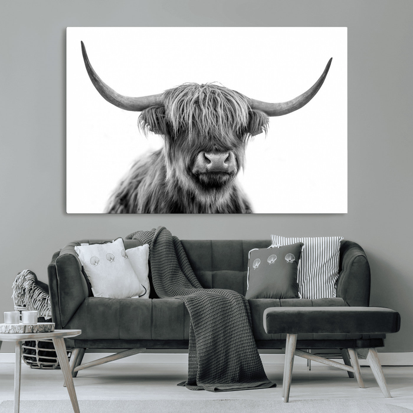 75503-MGV-CV-36X24-Scottish Highland Cow Cattle Art Print Wall Art Canvas Print for Farmhouse Decor, Framed Scottish