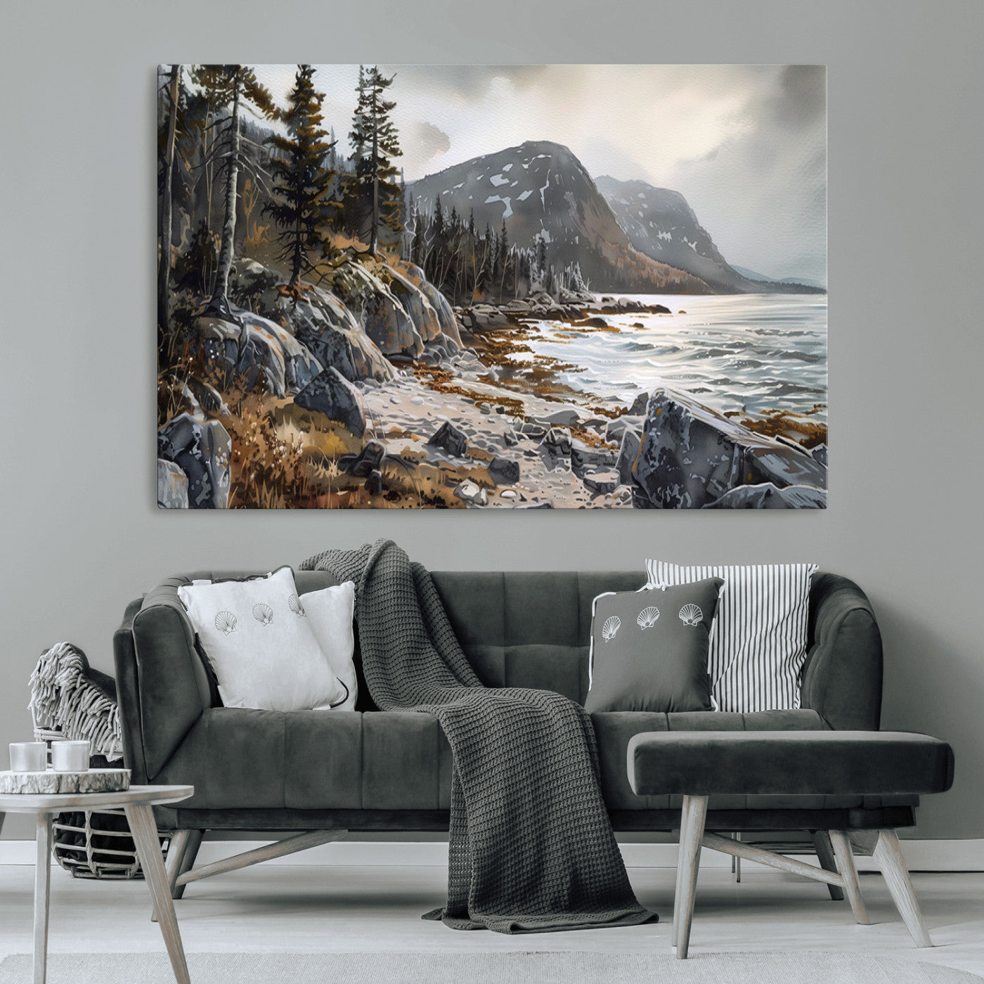 41281-MGV-CV-36X24-Serene Coastal View of Acadia National Park - Stunning 3-Panel Wall Art Canvas Print, Framed, Ready