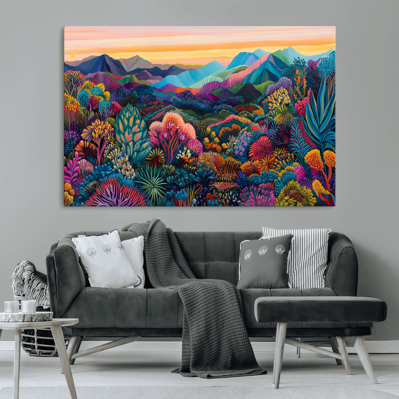 63728-MGV-CV-36X24-Colorful Abstract Landscape Wall Art Print Canvas - Vibrant Modern Decor for Living Room, Office, or