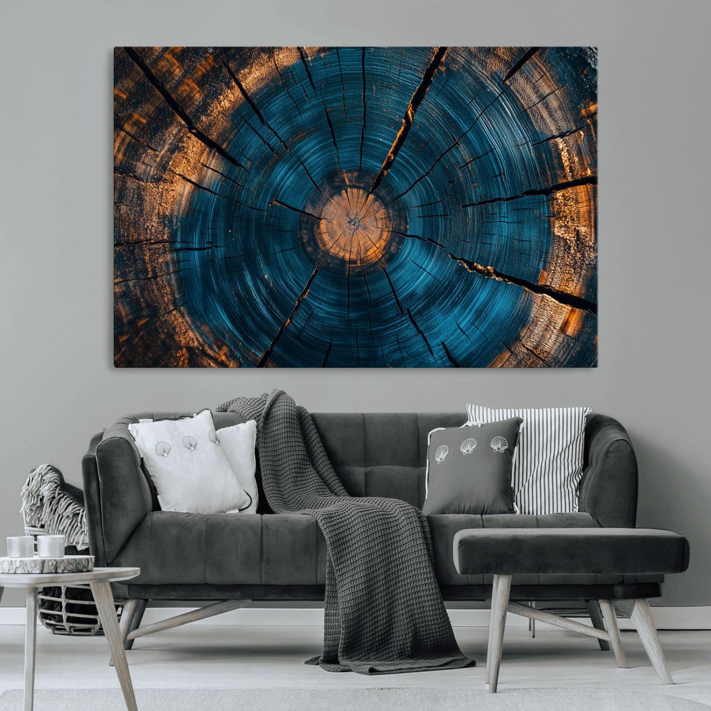 13398-MGV-CV-36X24-Abstract Tree Rings Wall Art Canvas Print Wood Grain Rings Artwork Nature Woodland Modern Wall Decor for Home, Office