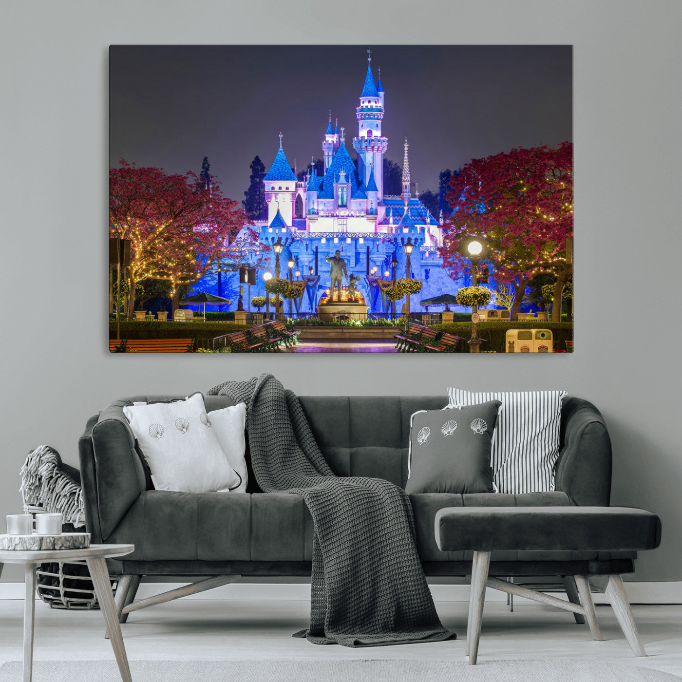 -Large Disney Castle Wall Art Canvas Print - Magic Kingdom Kids Room Decoration Disney World
