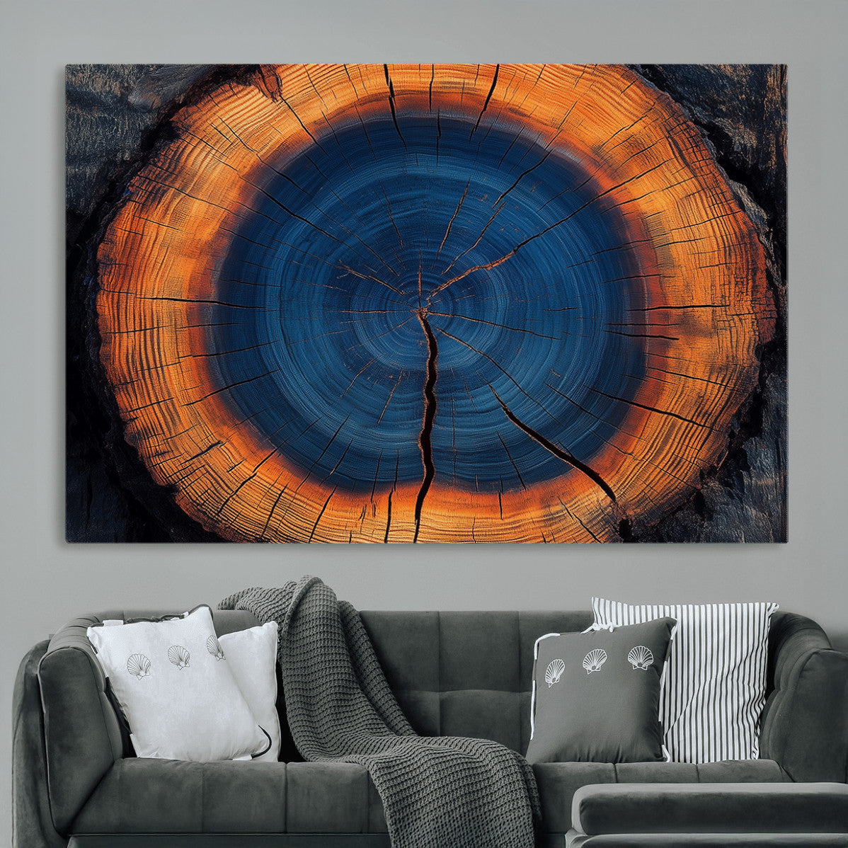 MGV-CV-36X24 - Abstract Tree Ring Wall Art Print, Natural Rustic Wood Texture Canvas Print, Framed Tree Ring Printing, Wood Tree Stump Artwork Canvas Print