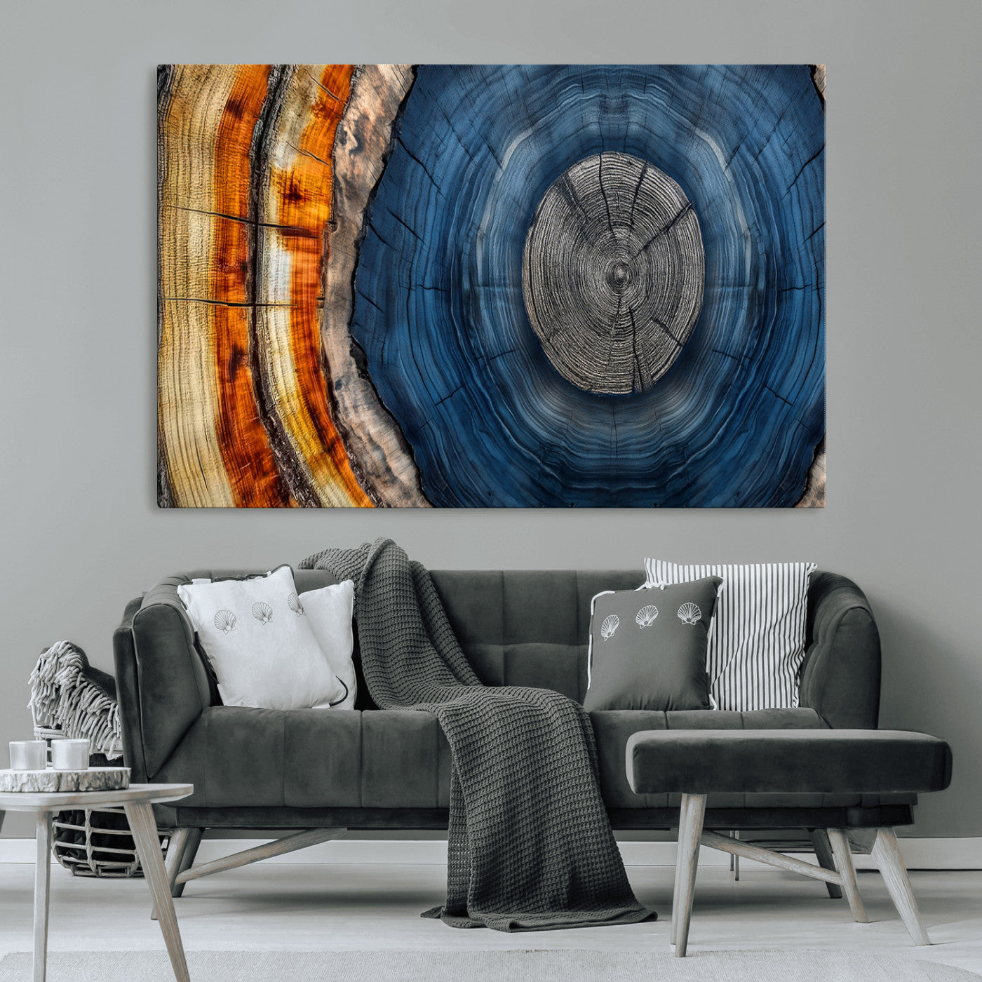79754215-MGV-CV-36X24-Abstract Tree Rings Wall Art Canvas Print - Wood Grain Rings Artwork Print - Nature Woodland Modern