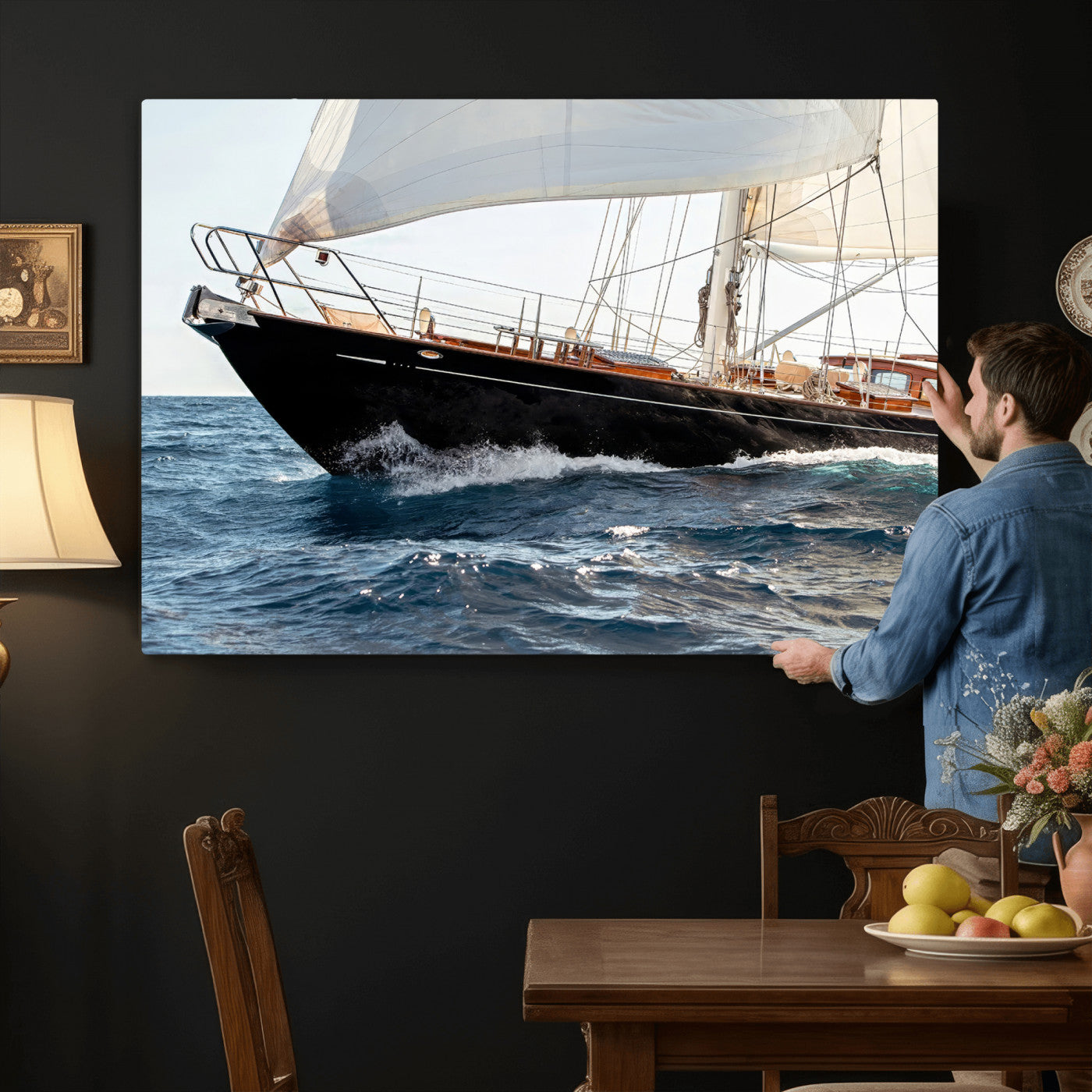 97168626-MGV-CV-36X24 - Boat Yacht Wall Art – Ocean Waves & Sailing Adventure Canvas Print, Nautical Elegance & Marine Journey for Living Room or Luxury Decor