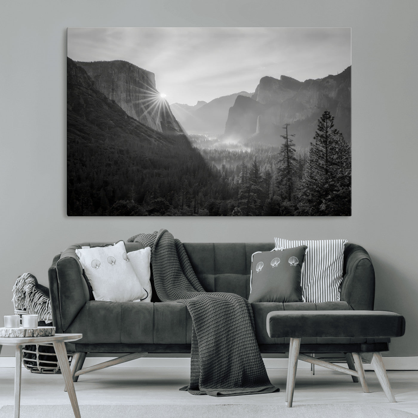 39278955-MGV-CV-36X24-Yosemite Valley Wall Art Canvas Print – Framed El Capitan Sunrise Misty Mountain Modern Rustic Artwork for Home Office