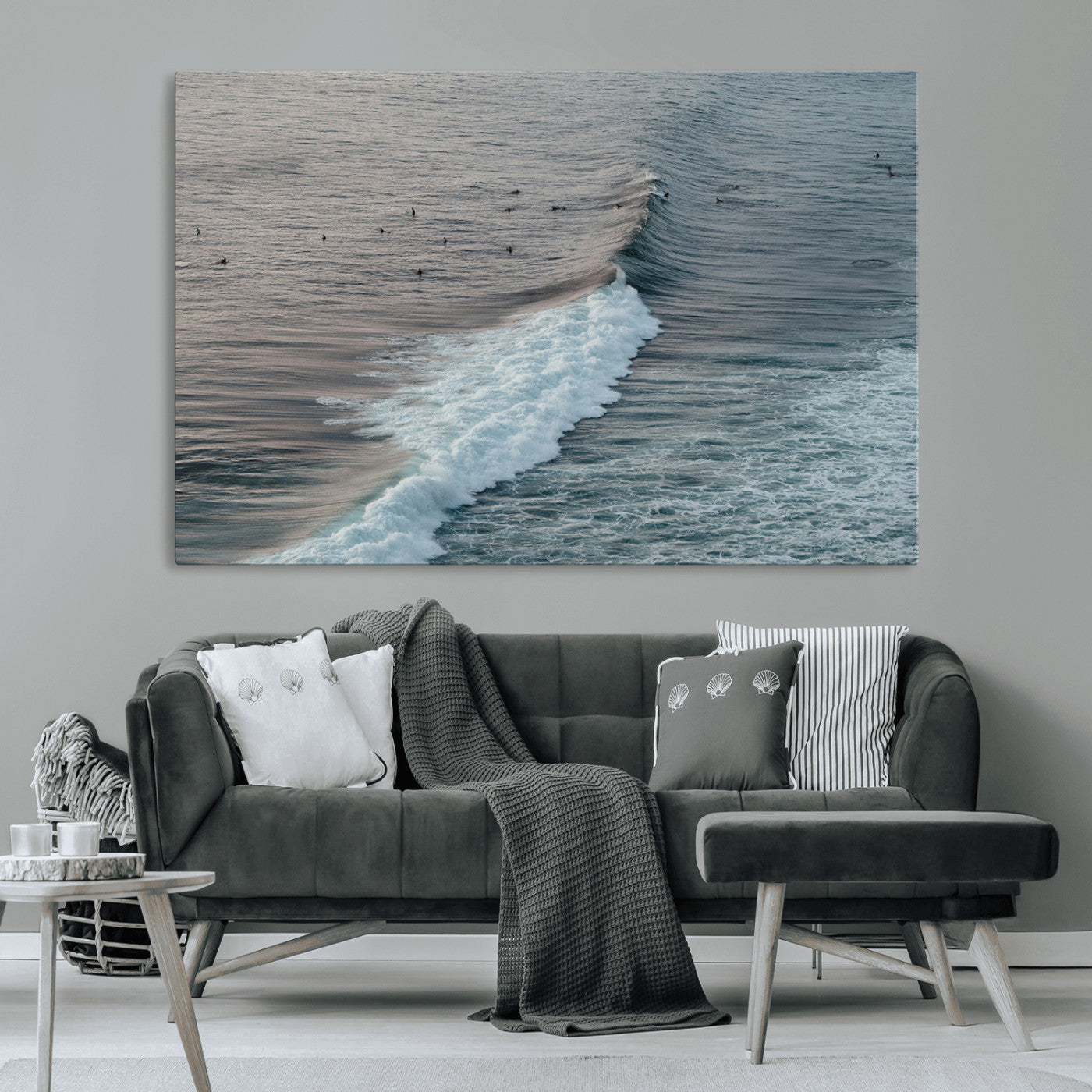 23077324-MGV-CV-36X24-Ocean Waves Wall Art Canvas Print – Framed Coastal Serenity Surf Nature Scene Artwork for Home Office