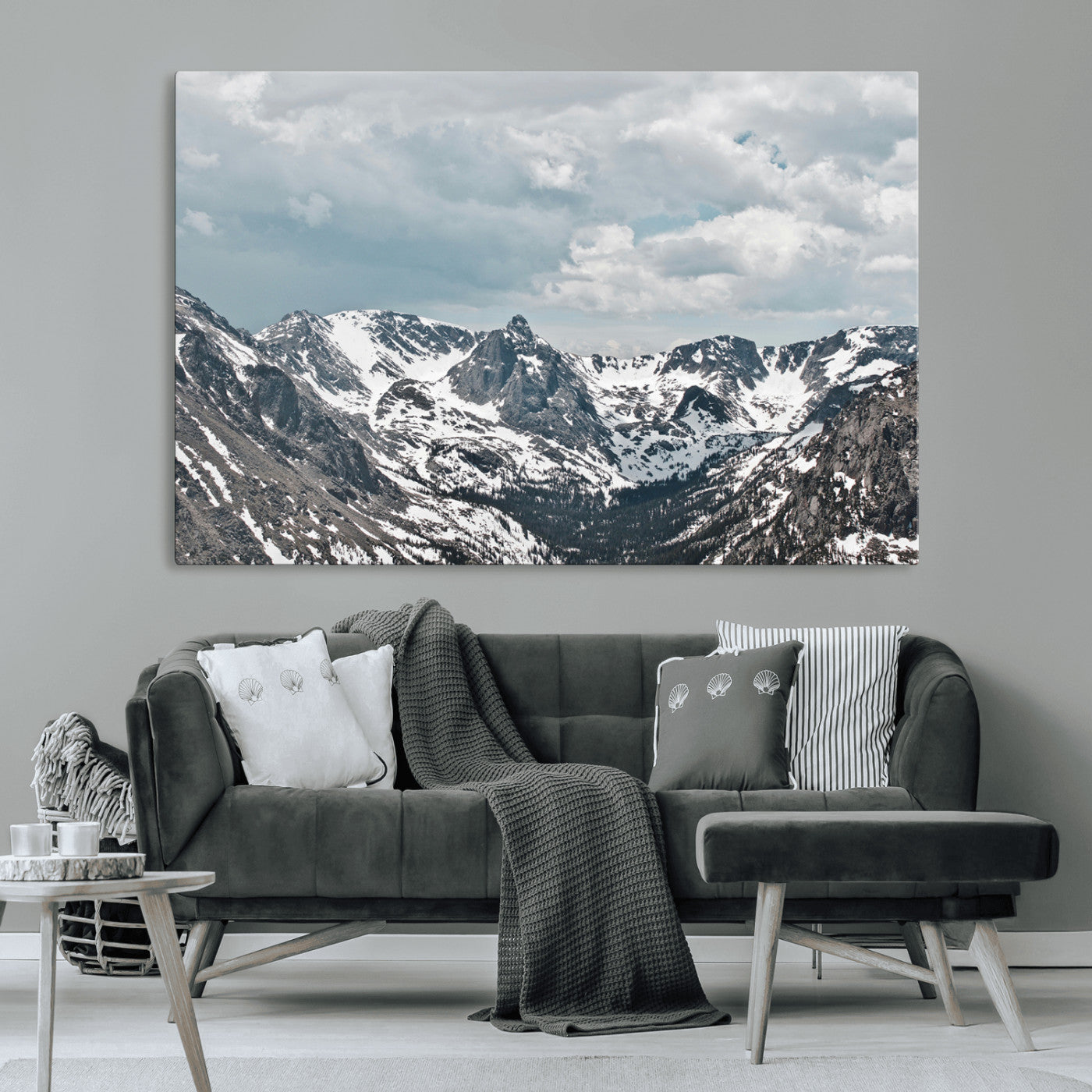 94074619-MGV-CV-36X24-Snowy Peaks Wall Art Canvas Print – Alpine Wilderness Mountain Escape Winter Serenity Artwork for Home, Office