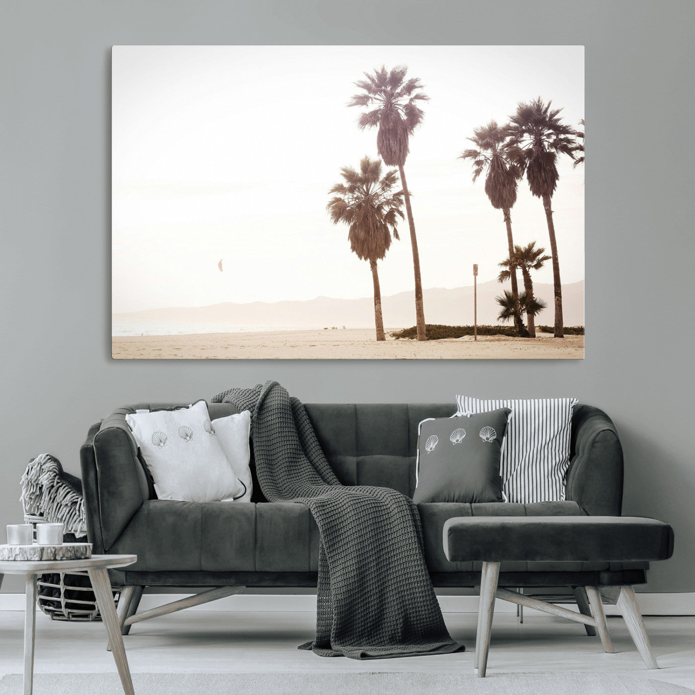 -Coastal Light Wall Art Canvas Print – Relaxing Shoreline Minimalist Ocean Tropical Serenity Artwork for Home, Office