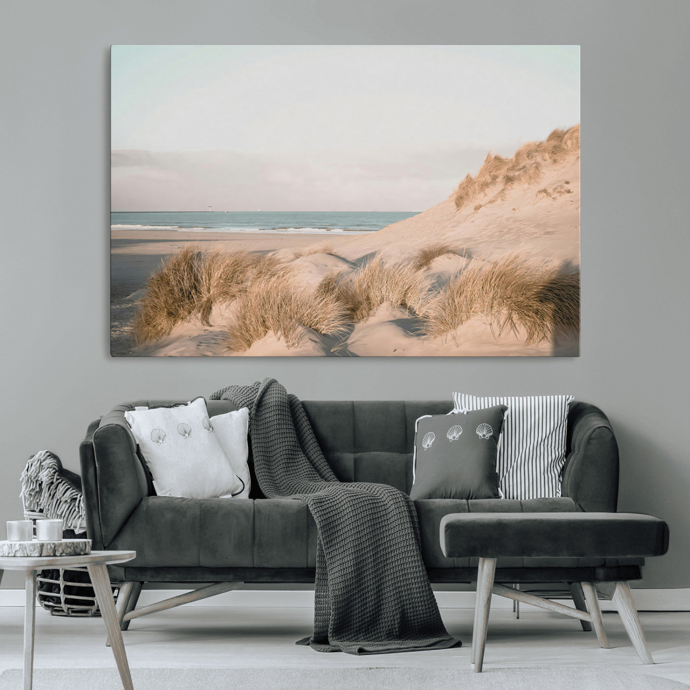 -Beach Landscape Wall Art Canvas Print – Framed Sand Dune Photography Minimalist Seascape Artwork for Home Office