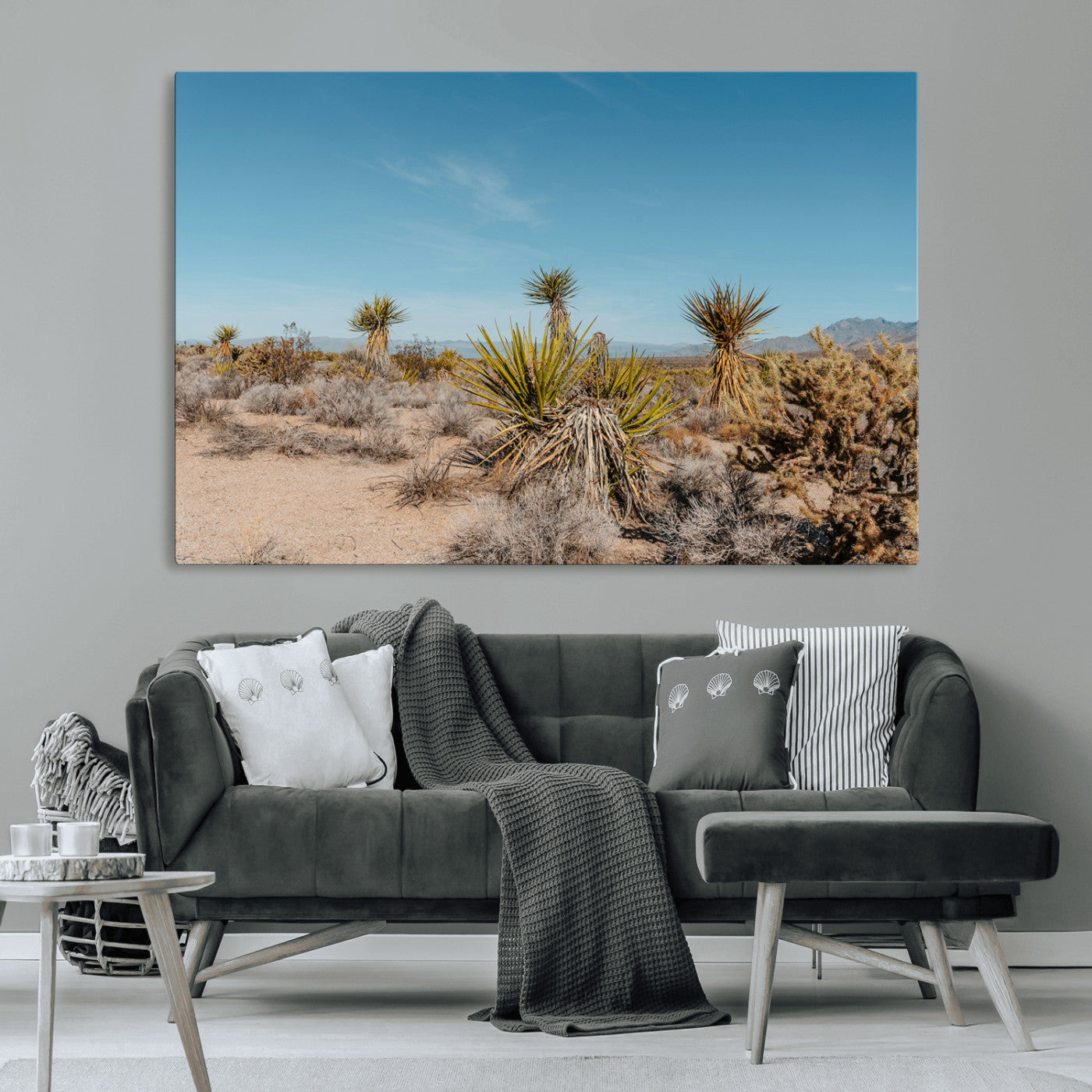 35156165-MGV-CV-36X24-Joshua Tree Wall Art Canvas Print – Framed Desert Landscape Warm Earth Tones Southwestern Minimalist Artwork for Home, Office