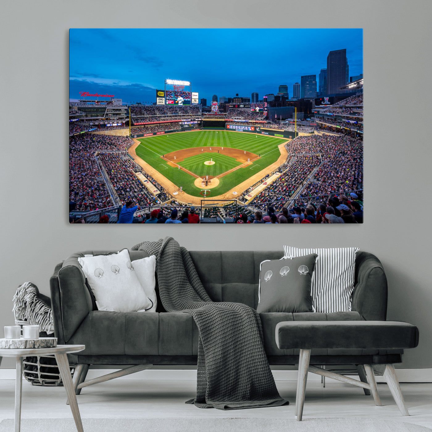77273035-MGV-CV-36X24-Target Field Stadium Wall Art Canvas Print – Minnesota Twins Baseball Team Iconic Ballpark Scene for home, office