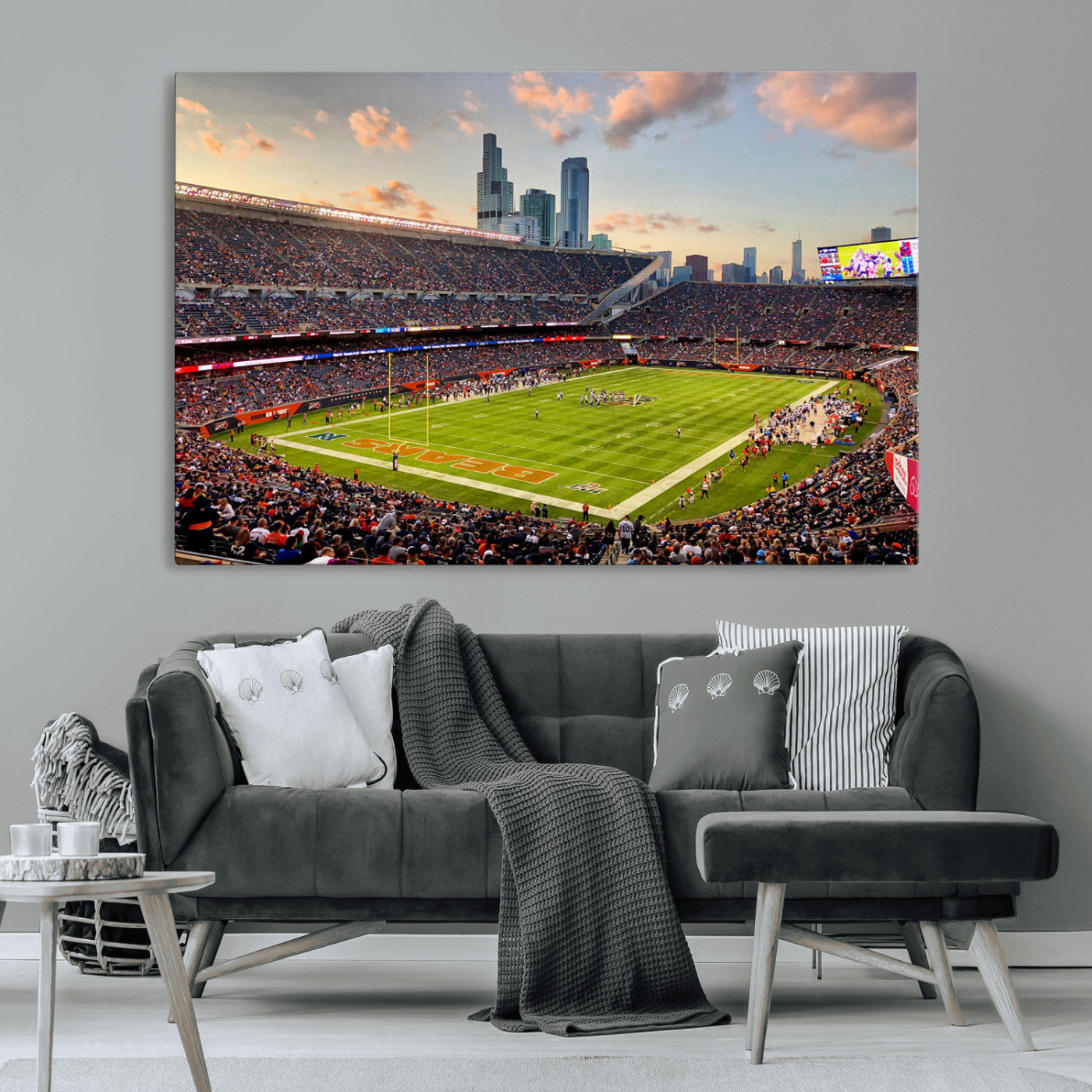 -Chicago Bears Soldiers Field Wall Art Canvas Print – Framed Football Stadium Artwork for Home, Office, Living Room