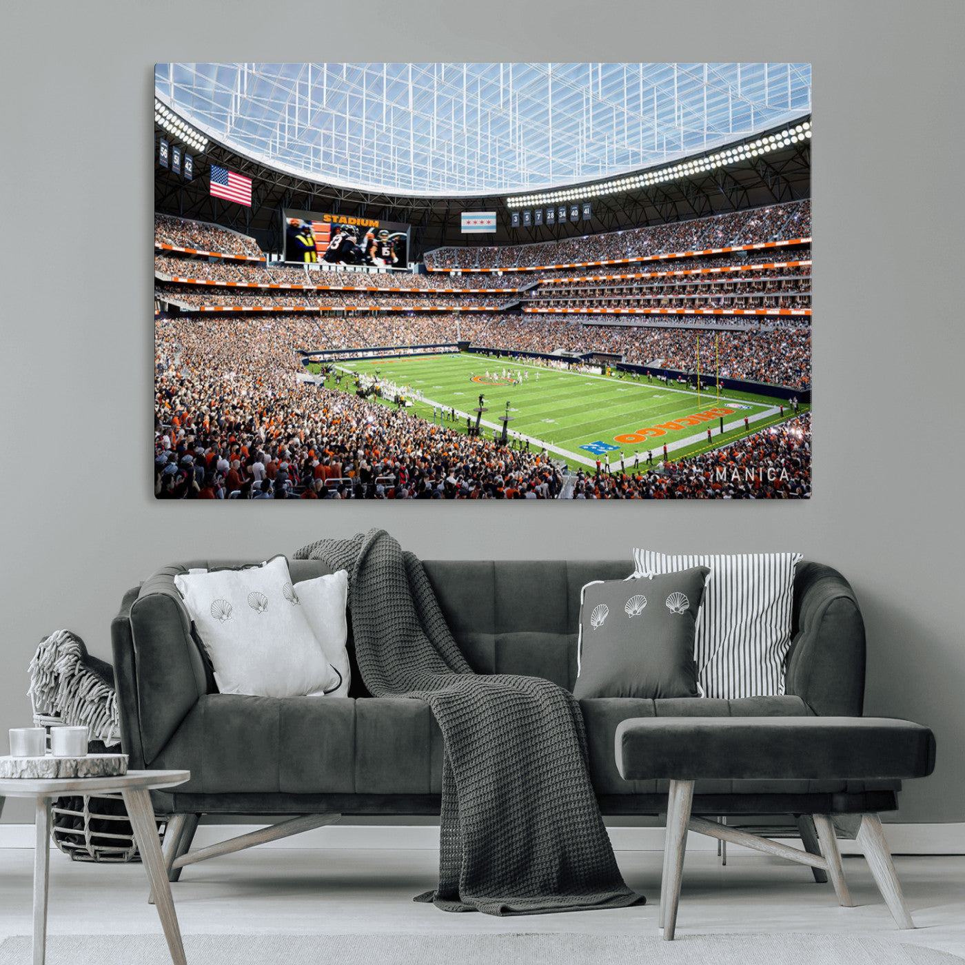 -Chicago Bears Soldiers Field Wall Art Canvas Print – Framed Football Stadium Artwork for Home, Office, Living Room