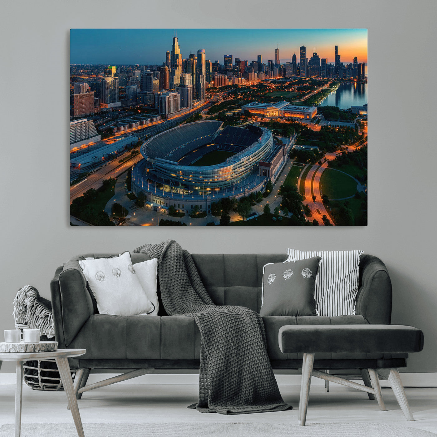 36690345-MGV-CV-36X24-Chicago Bears Soldiers Field Wall Art Canvas Print – Framed Football Stadium Artwork for Home, Office, Living Room