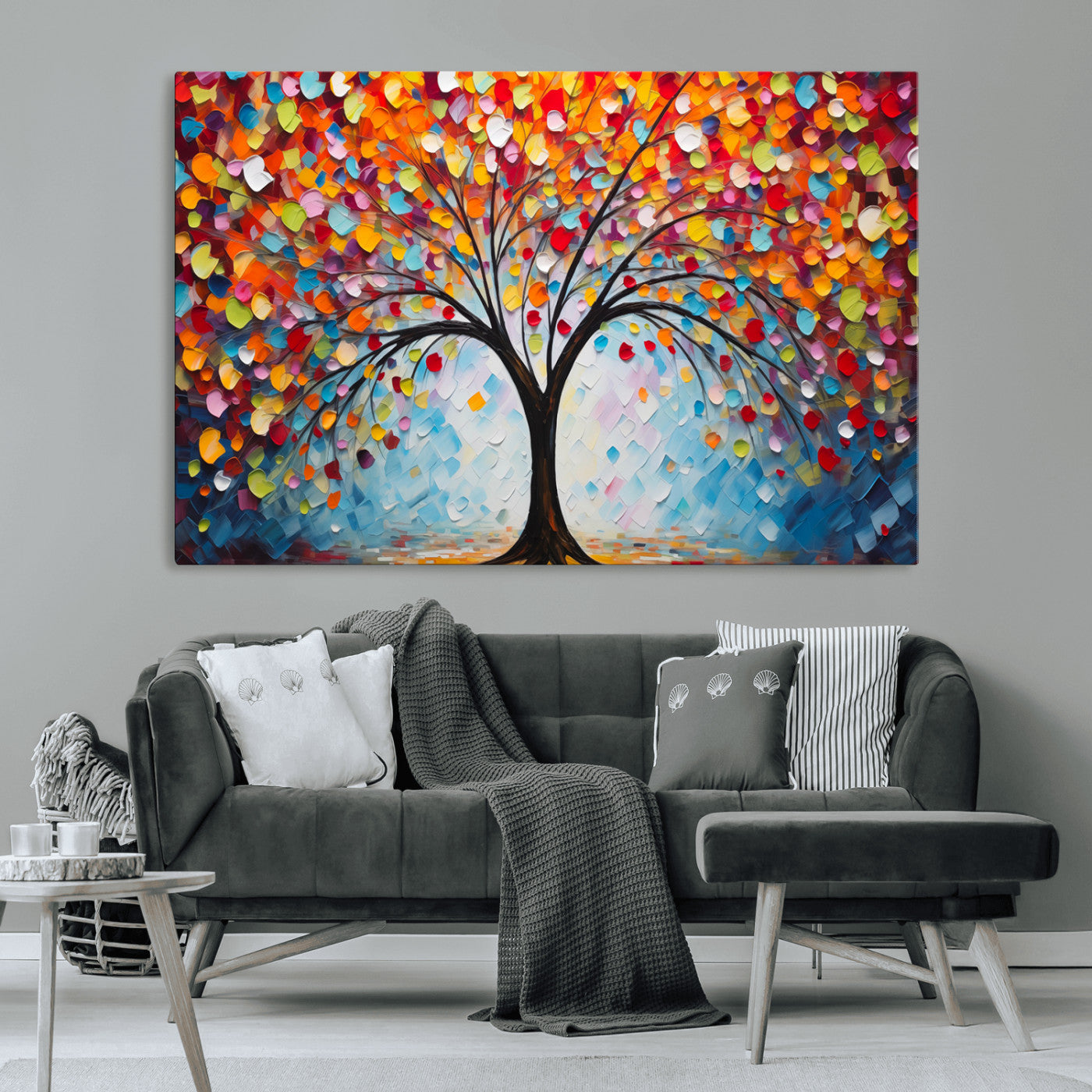 HS2447-MGV-CV-36X24-Vibrant Tree of Life Canvas Wall Art – Colorful Abstract Nature in Modern Decor - Ready to Hang