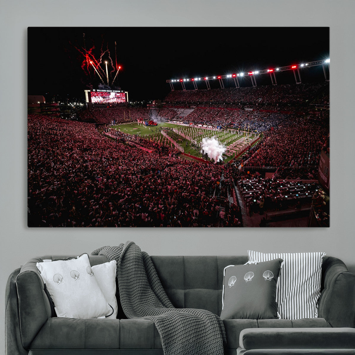 60690191-MGV-CV-36X24 - William Brice Stadium Wall Art Print – Baseball Game Room Artwork Print for Basement Dorm, Home, Office