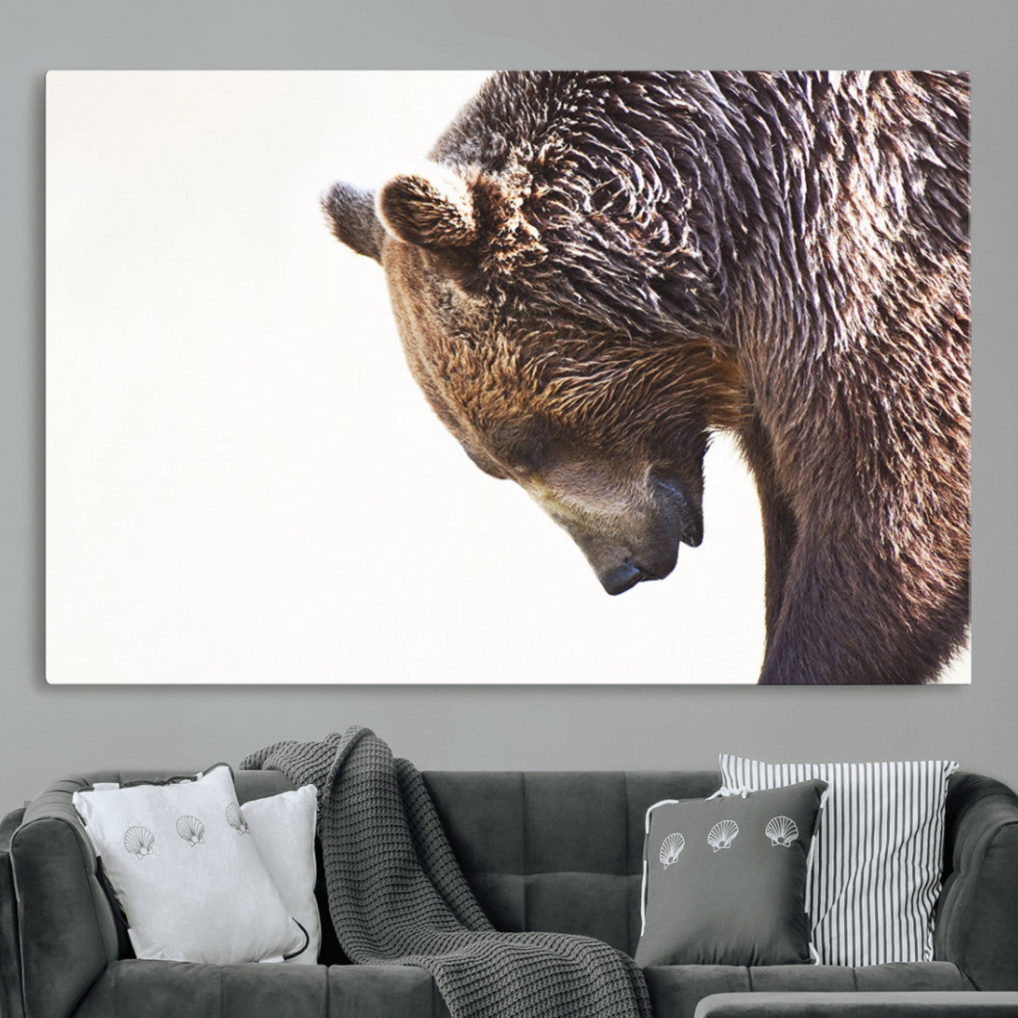Majestic Bear Portrait - Capture the raw beauty of a bear in a detailed close-up, perfect for your Wall Art Canvas Print collection