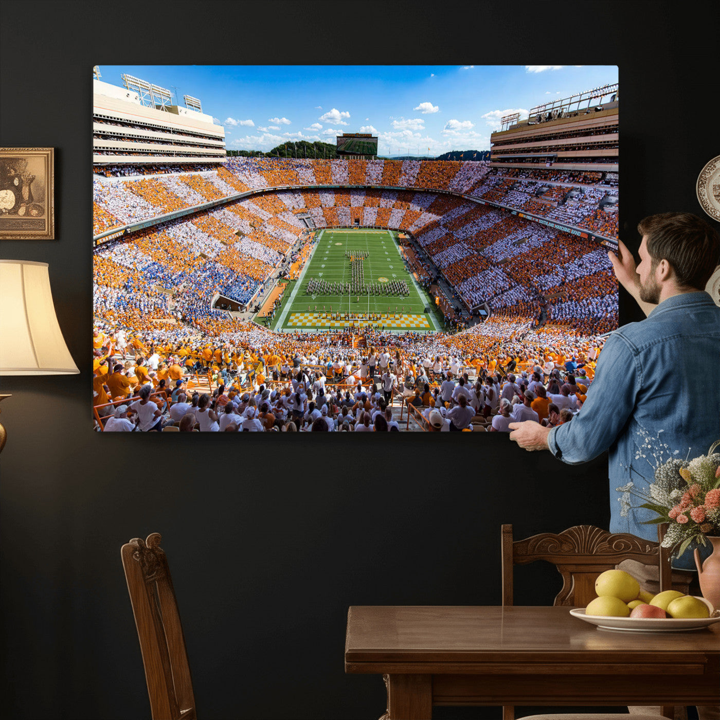 77097951-MGV-CV-36X24 - Tennessee Neyland Stadium Wall Art, Sports Arena Canvas Print, Panoramic Stadium Canvas Artwork for Home, Office