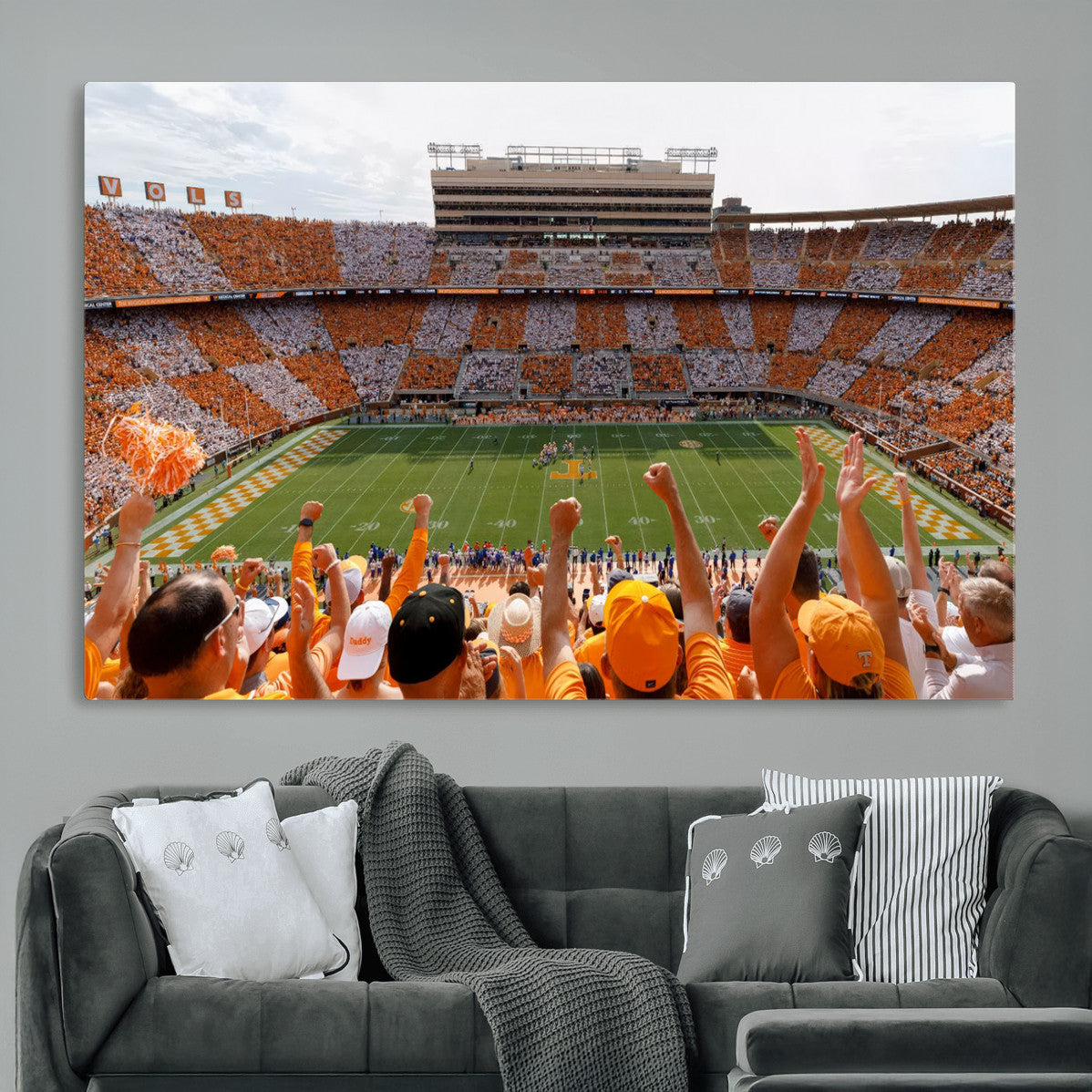 76011417-MGV-CV-36X24 - Tennessee Neyland Stadium Wall Art, Sports Arena Canvas Print, Panoramic Stadium Artwork for Home, Office