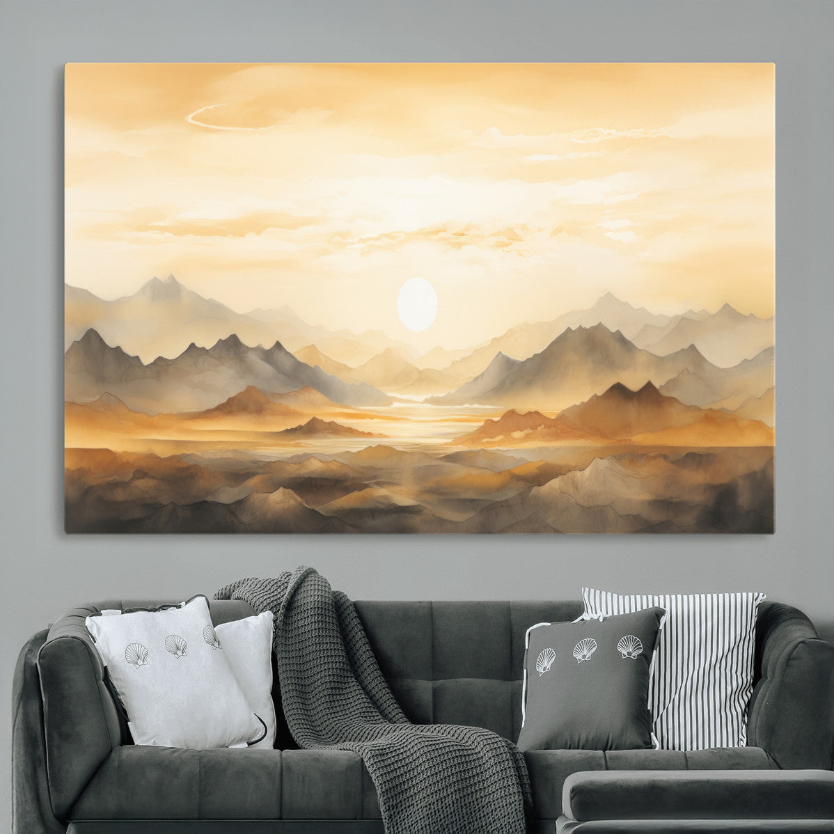Nihat1-29-MGV-CV-36X24-Sepia Color Abstract Mountain Wall Art Canvas Print