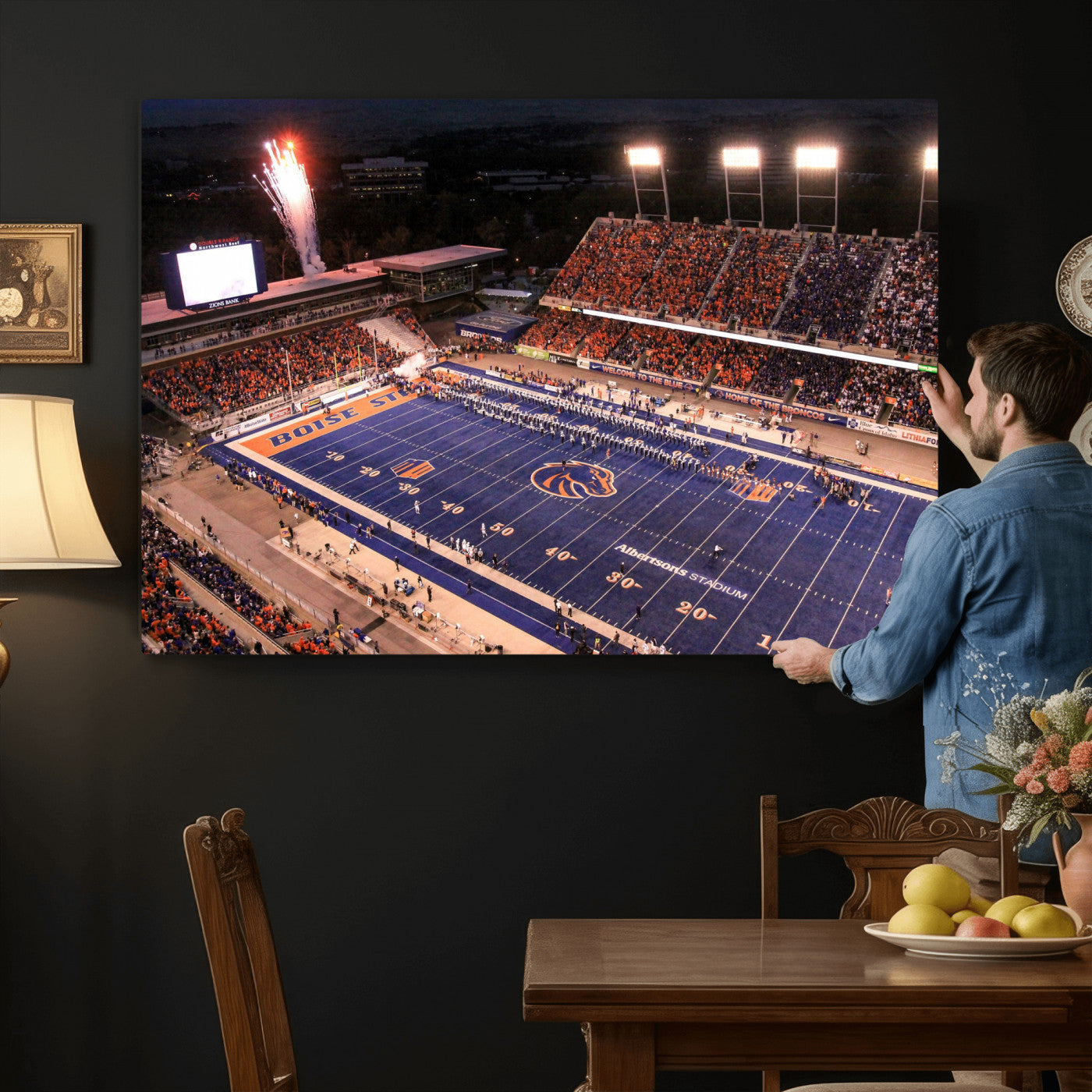 58849575-MGV-CV-36X24 - Boise State Stadium Large Wall Art Canvas Print for Living Room Office Wall Decor