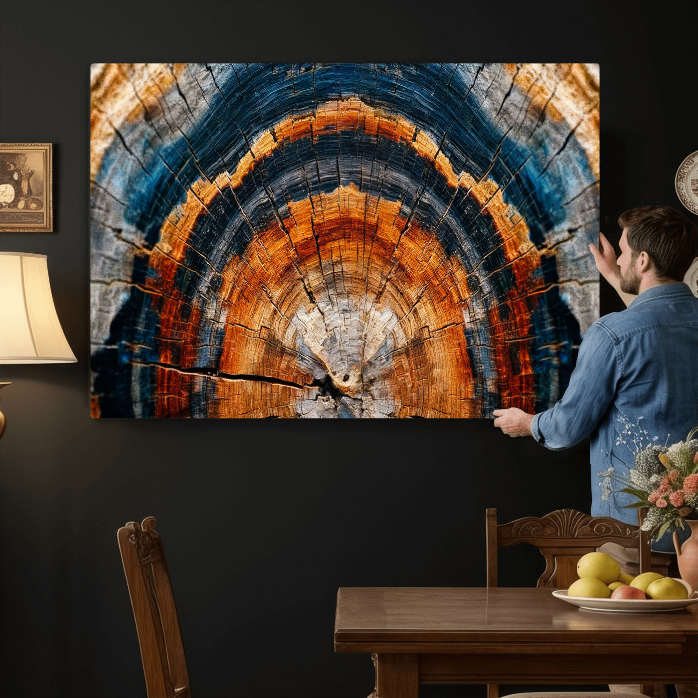 92693966N-MGV-CV-36X24 - Abstract Wood Grain Canvas Print, Tree Ring Pattern Wall Art, Framed Canvas Ready to Hang