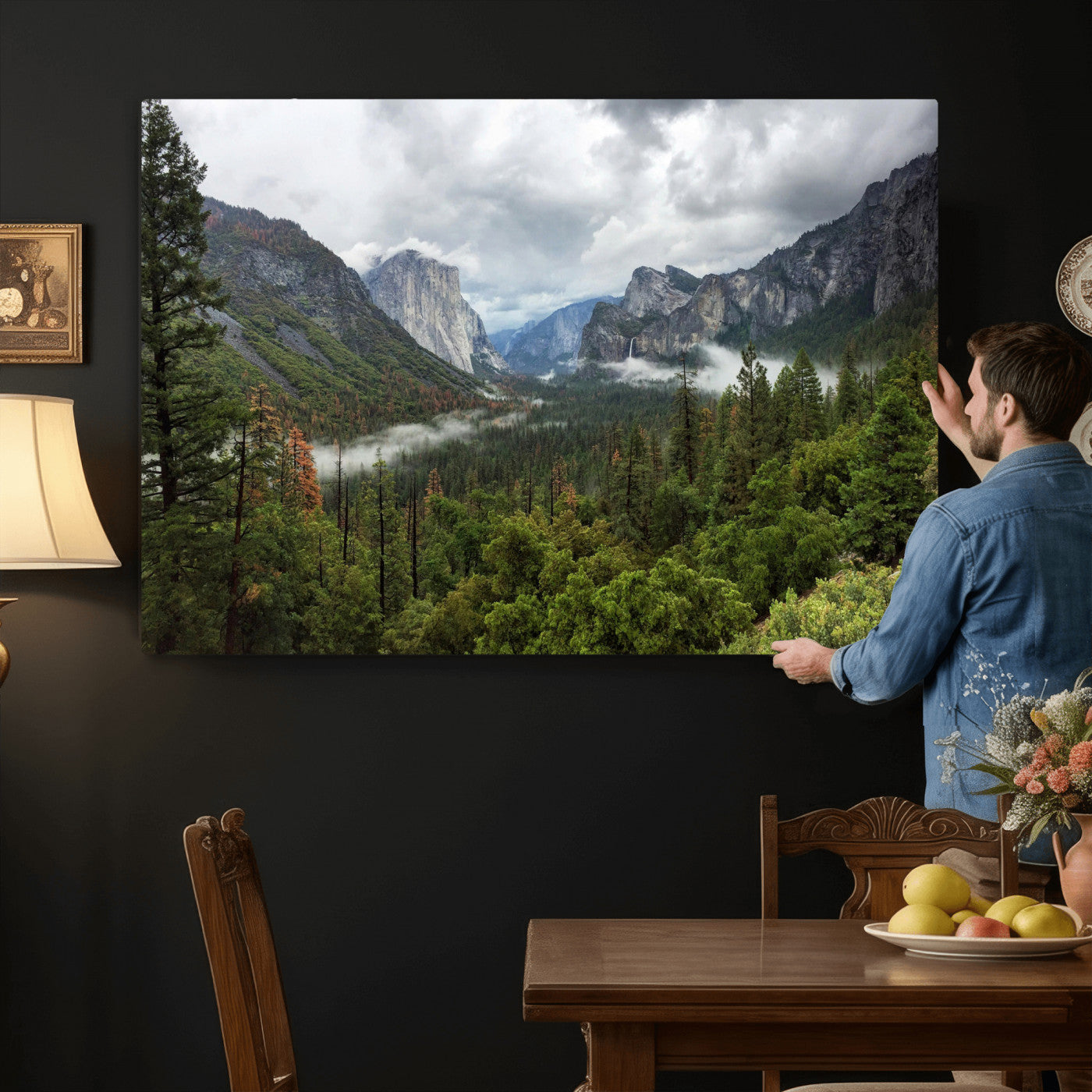 46168759-MGV-CV-36X24 - Yosemite Valley Wall Art Canvas Print, El Capitan Mountain Landscape Nature Wall Decor