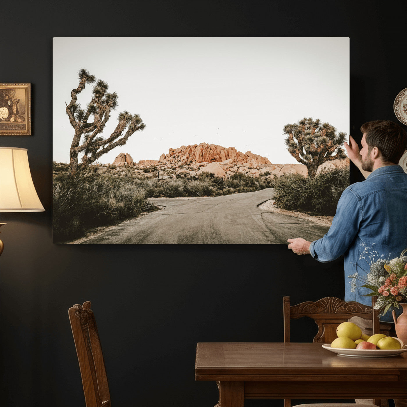 97248544-MGV-CV-36X24 - Joshua Tree Desert Wall Art Canvas Print, Minimal Southwestern Landscape Nature Wall Decor for Modern and Boho Interiors