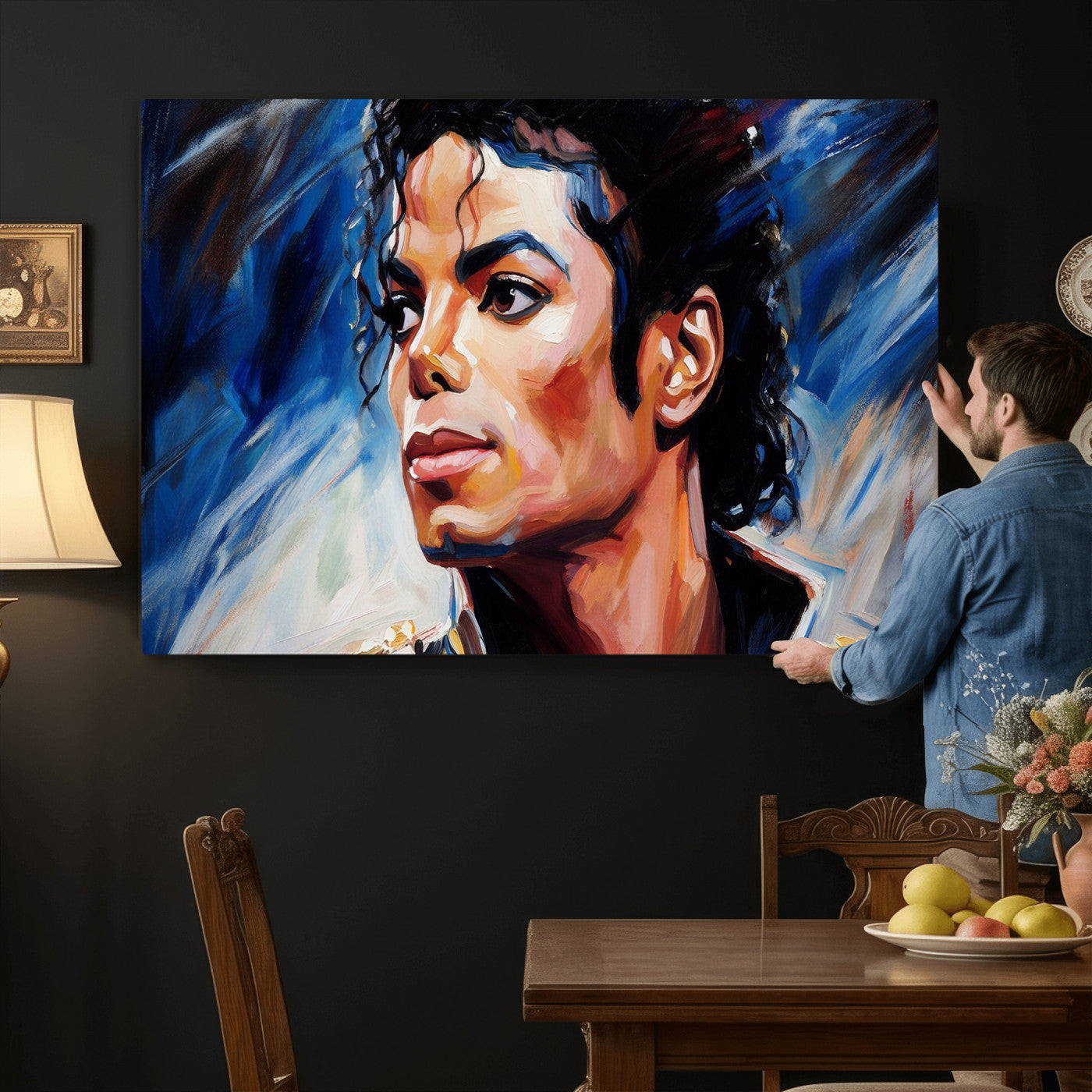 51466481-MGV-CV-36X24 - Abstract Michael Jackson Photo Wall Art Canvas Print