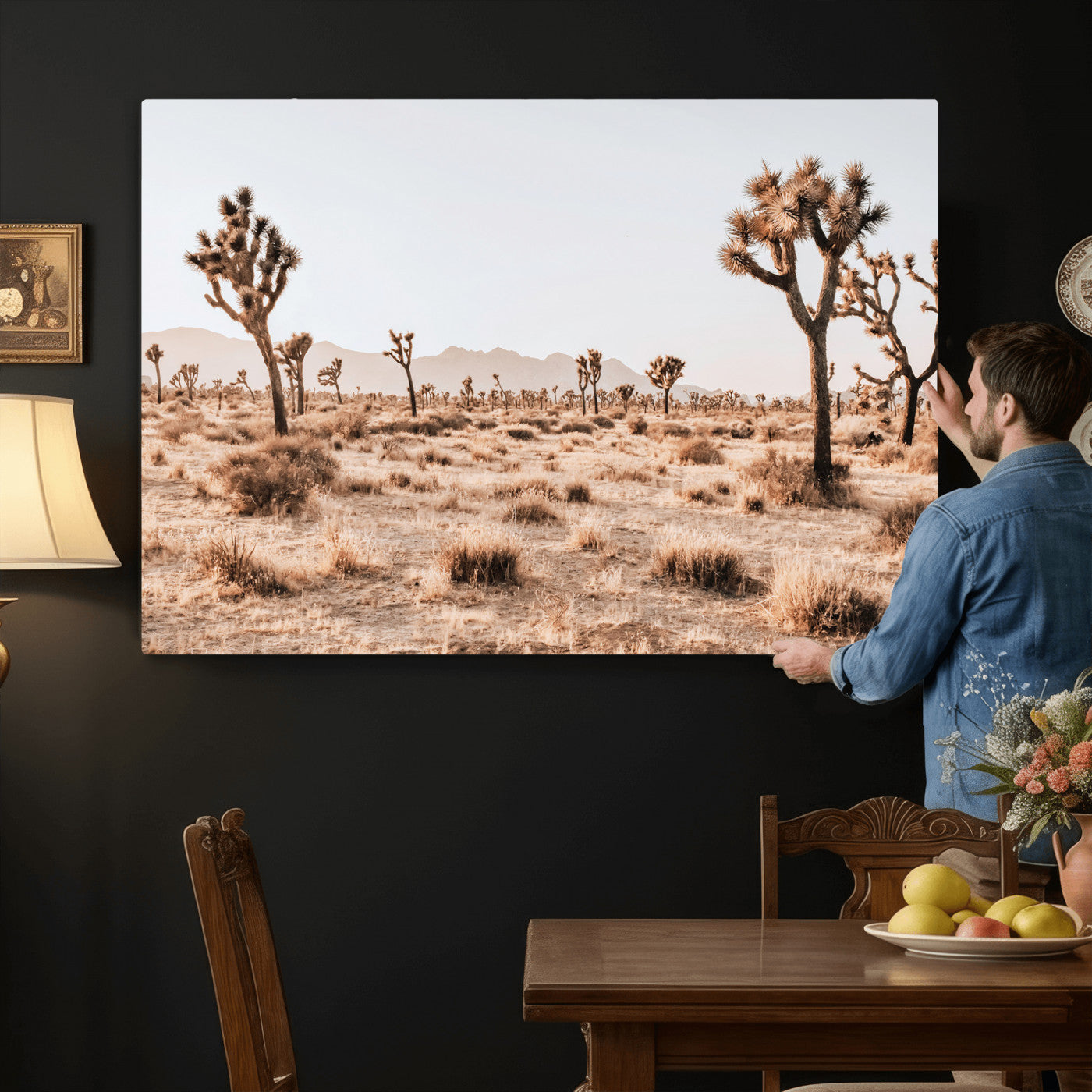 33549408-MGV-CV-36X24 - Joshua Tree Desert Canvas Wall Art Print, Desert Landscape Photography, Boho Southwest Wall Decor, Nature Canvas, Ready to Hang