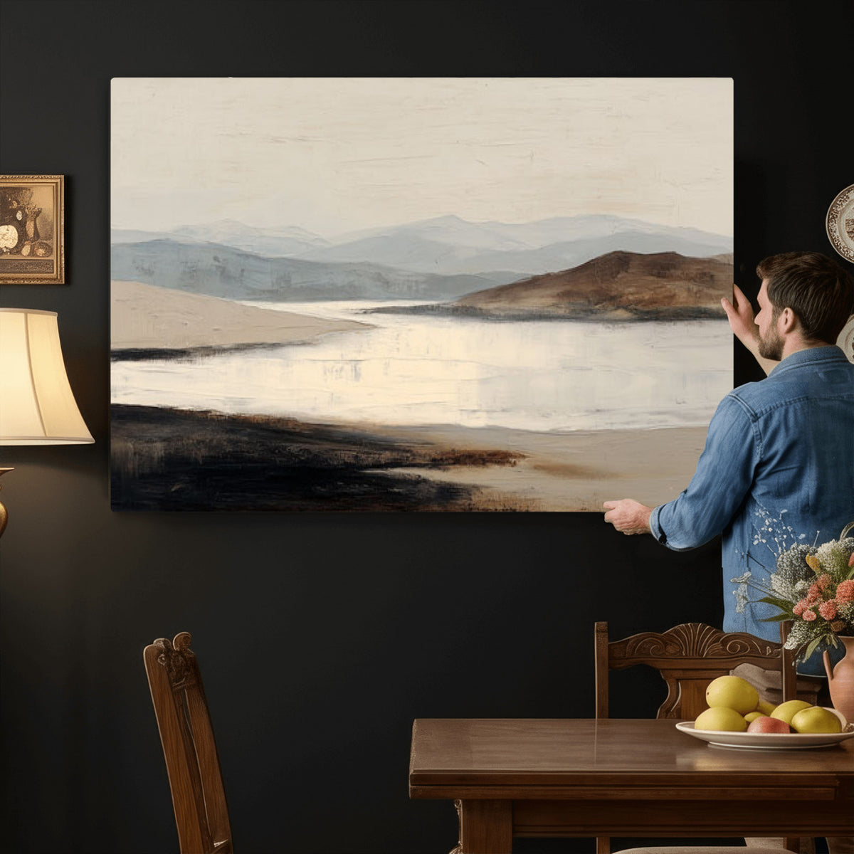 36873679-MGV-CV-36X24 - Modern Abstract Landscape Canvas Wall Art, Minimalist Nature Printing