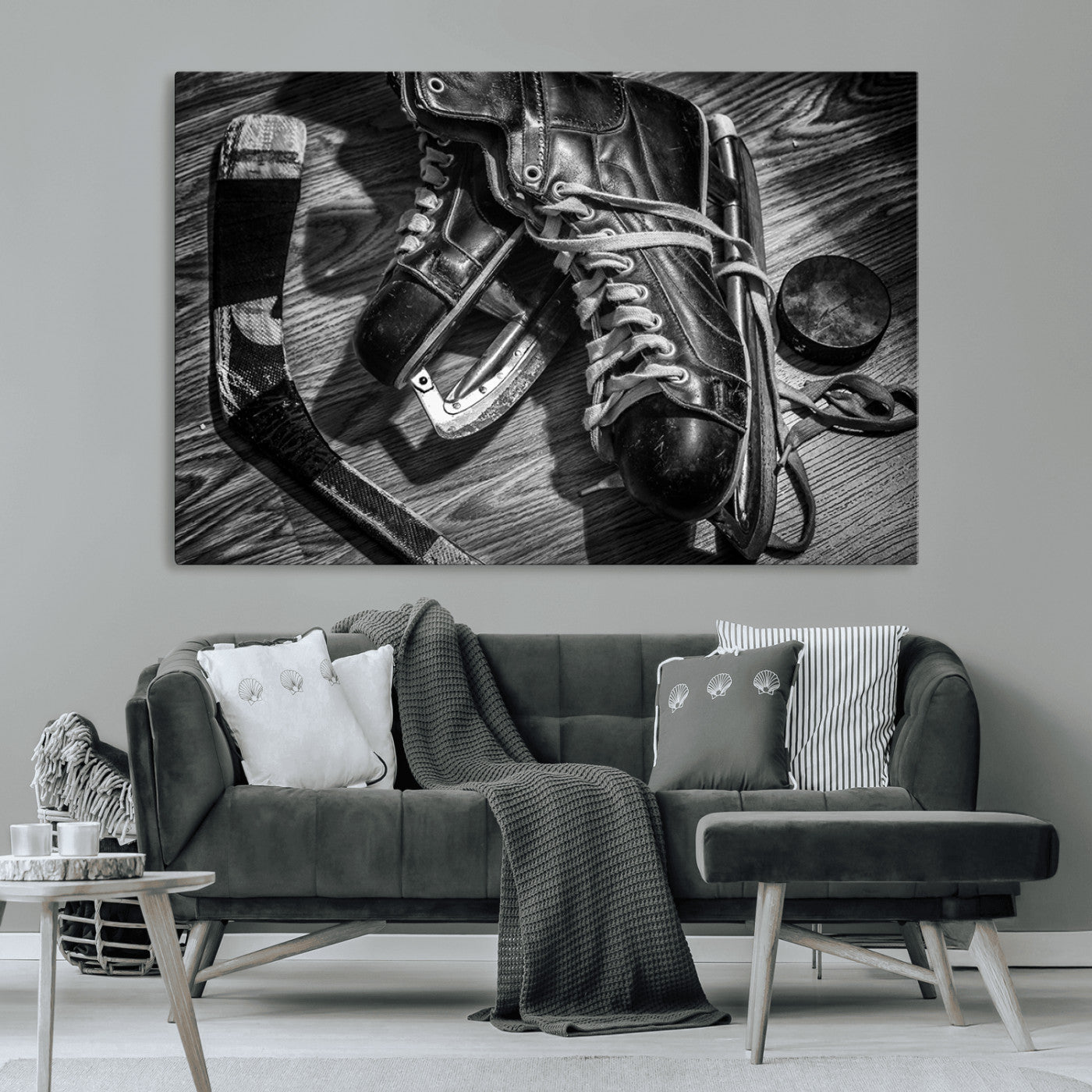 20553-MGV-CV-36X24-Old Pair of Mens Skates Wall Art Canvas, Men Skates Wall Art Print