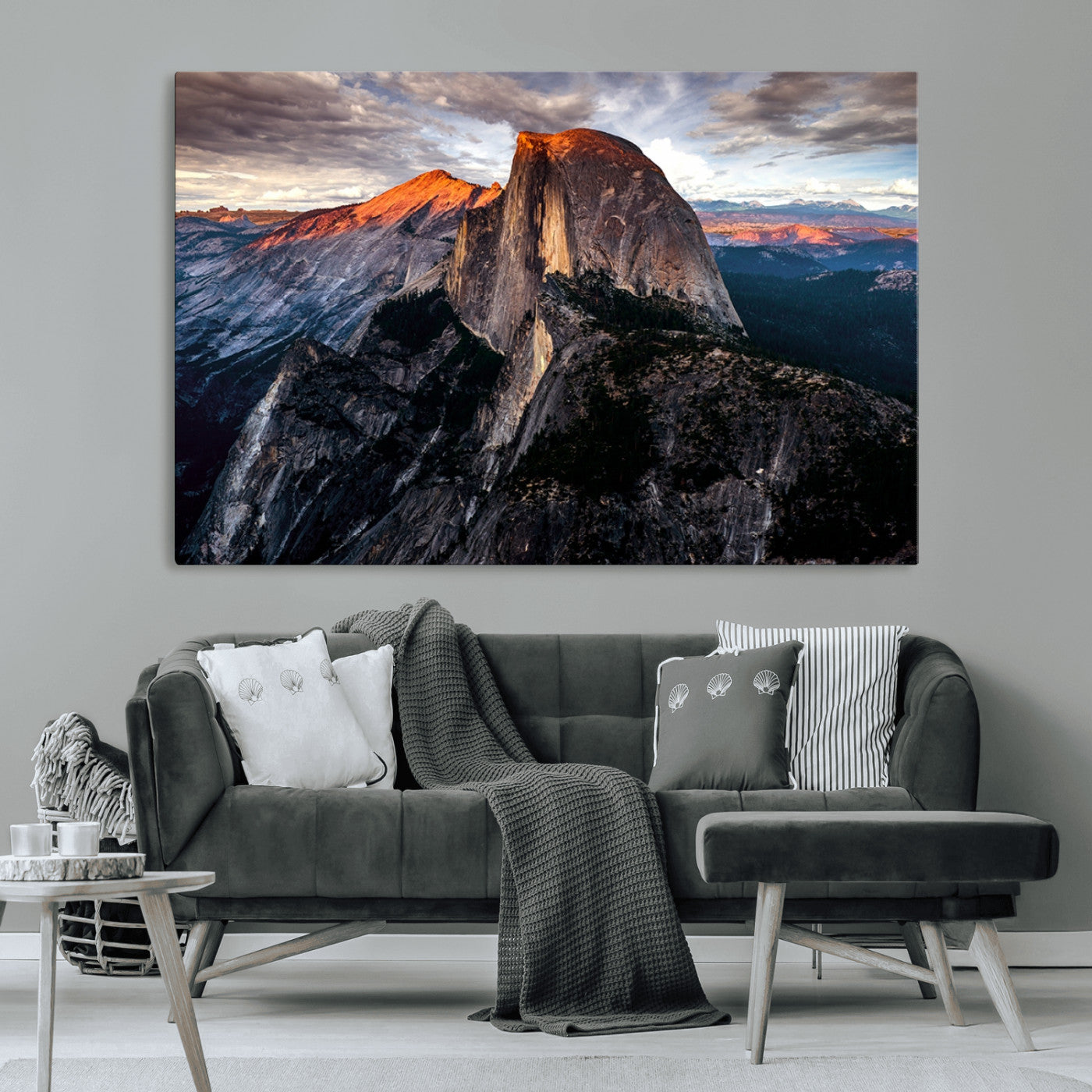 20714-MGV-CV-36X24-Half Dome Yosemite Wall Art – Majestic Mountain Landscape Canvas Print, National Park Nature Photography for Living Room or Office Decor