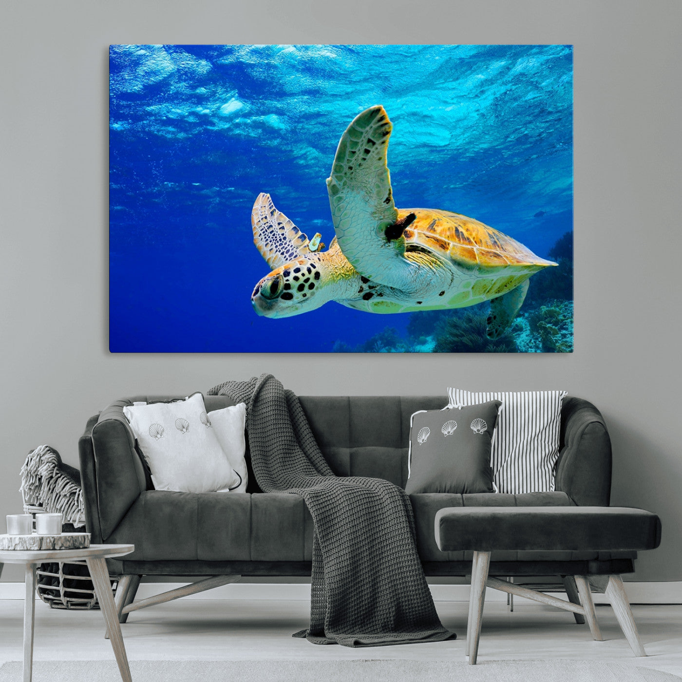 16292-MGV-CV-36X24-Sea Turtle Wall Art Canvas Print, Sea life in the Ocean Wall Art Printing