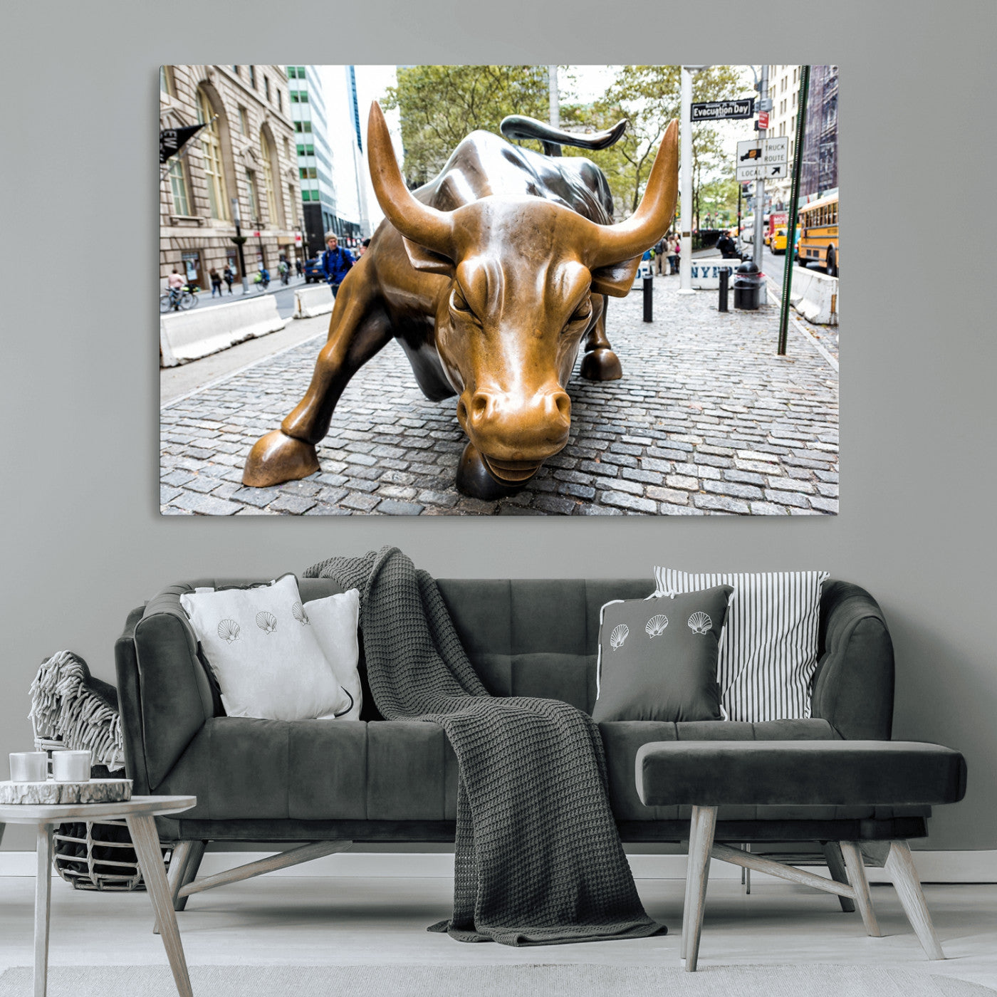-Charging Bull Wall Art Canvas Print