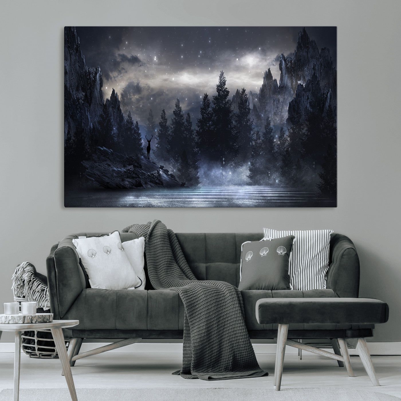 55385-MGV-CV-36X24-Night Landscape and Trees Wall Art Canvas Print