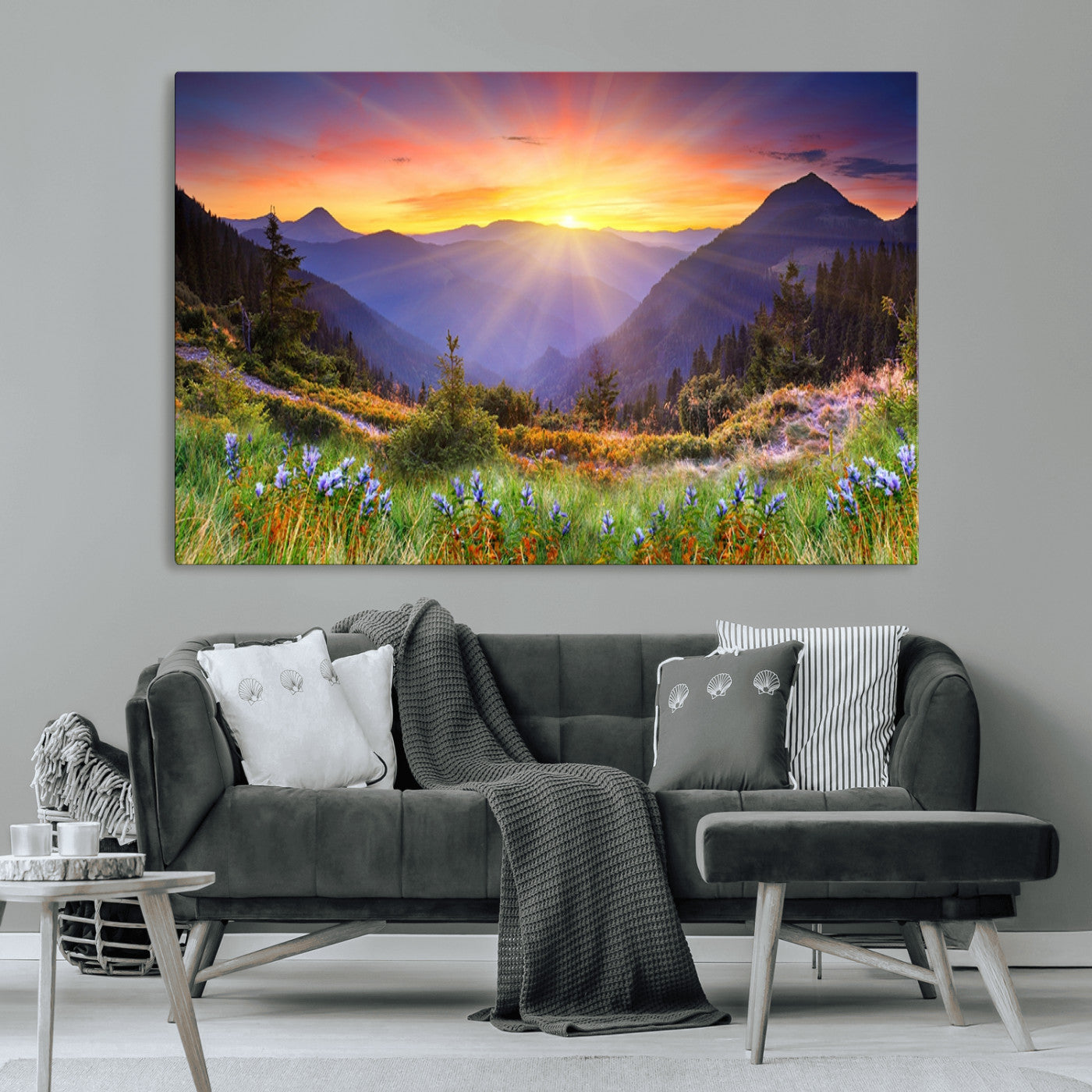 -Mountain and Spring Wall Art Canvas Print