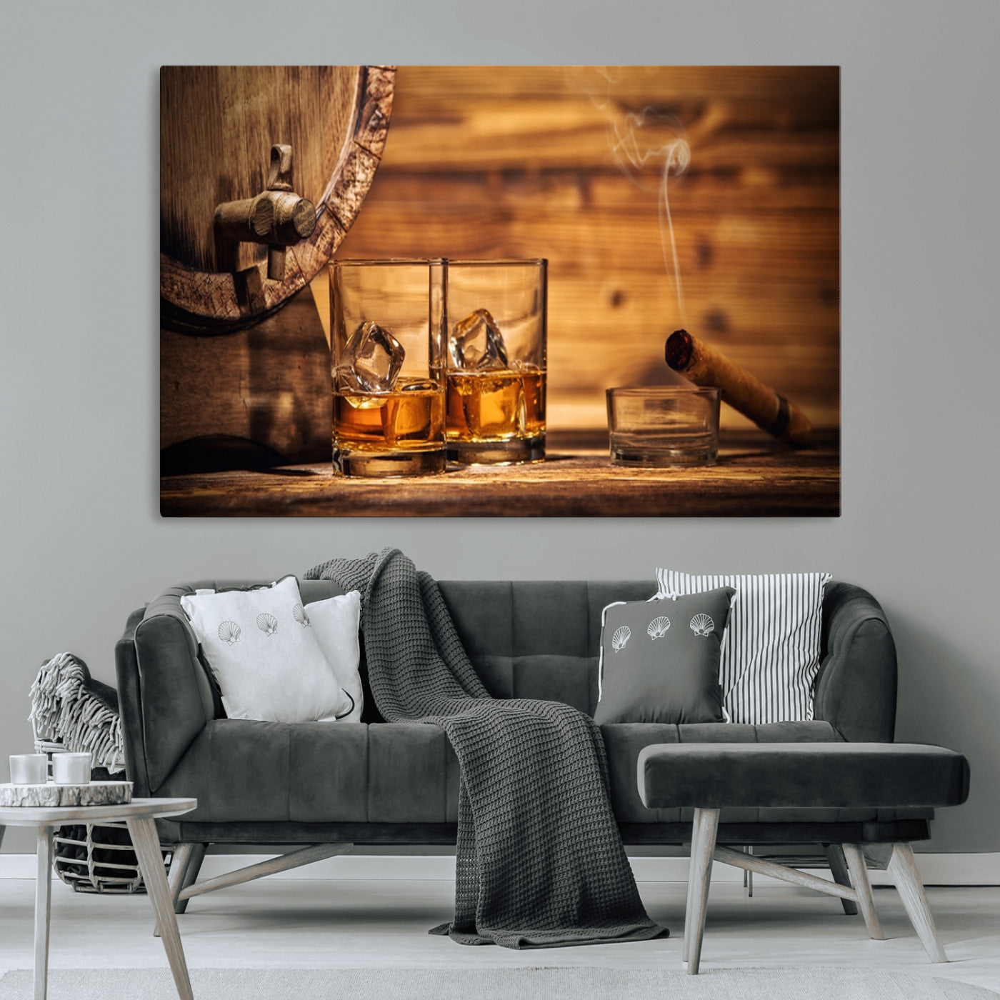 -Rustic Whiskey and Barrel Canvas Print