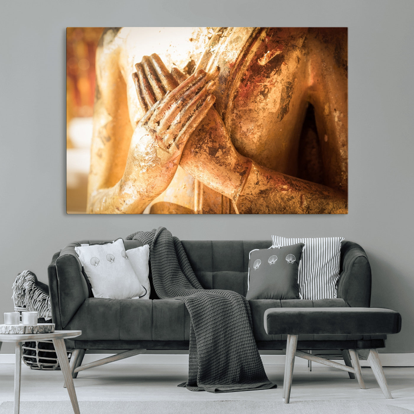 -Buddha Statue Hands Wall Art Canvas Print
