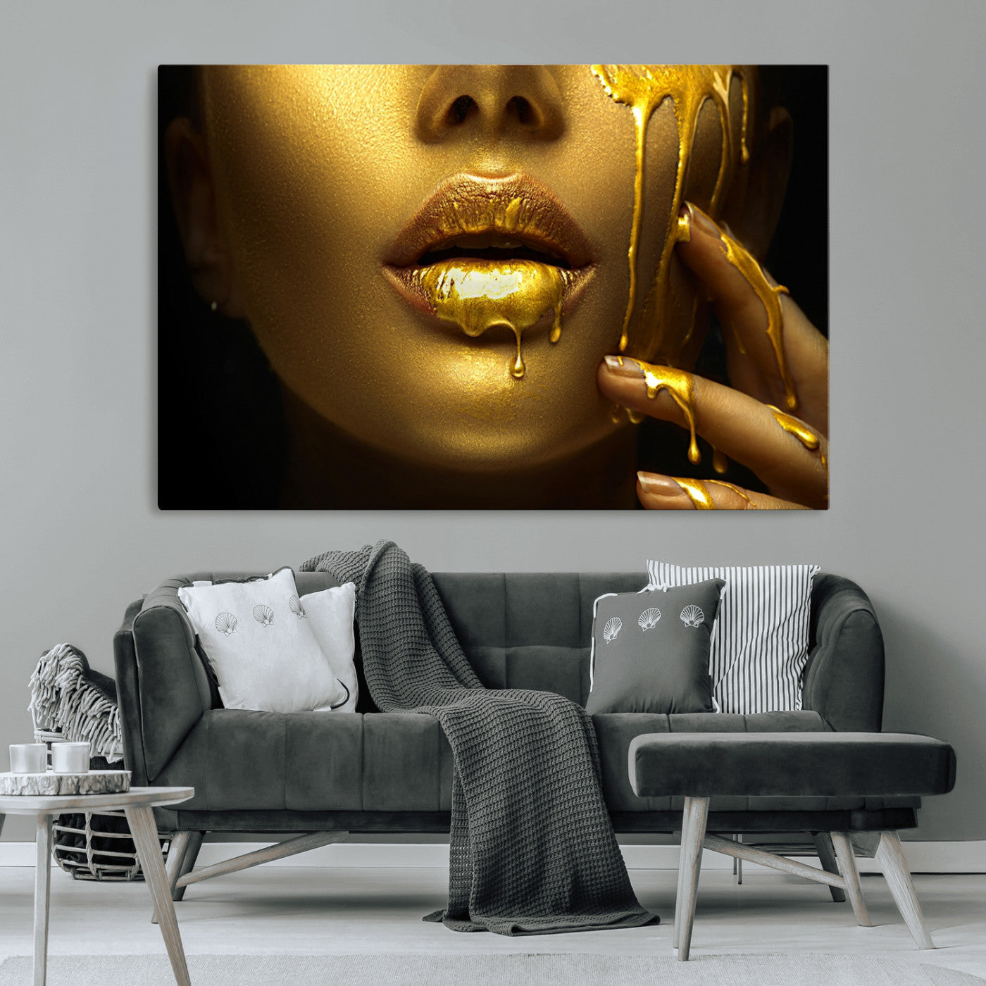 -Gold and Women Wall Art Canvas Print