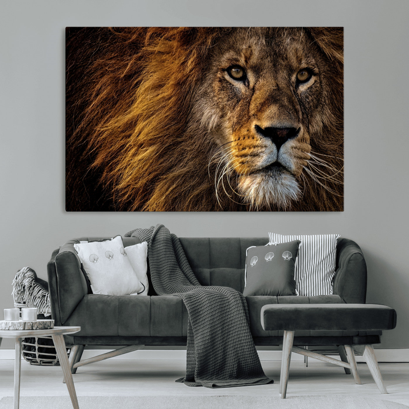 -Mighty Lion Wall Art Canvas Print – Majestic Animal Portrait Artwork for Home, Office, Living Room, Guest Room