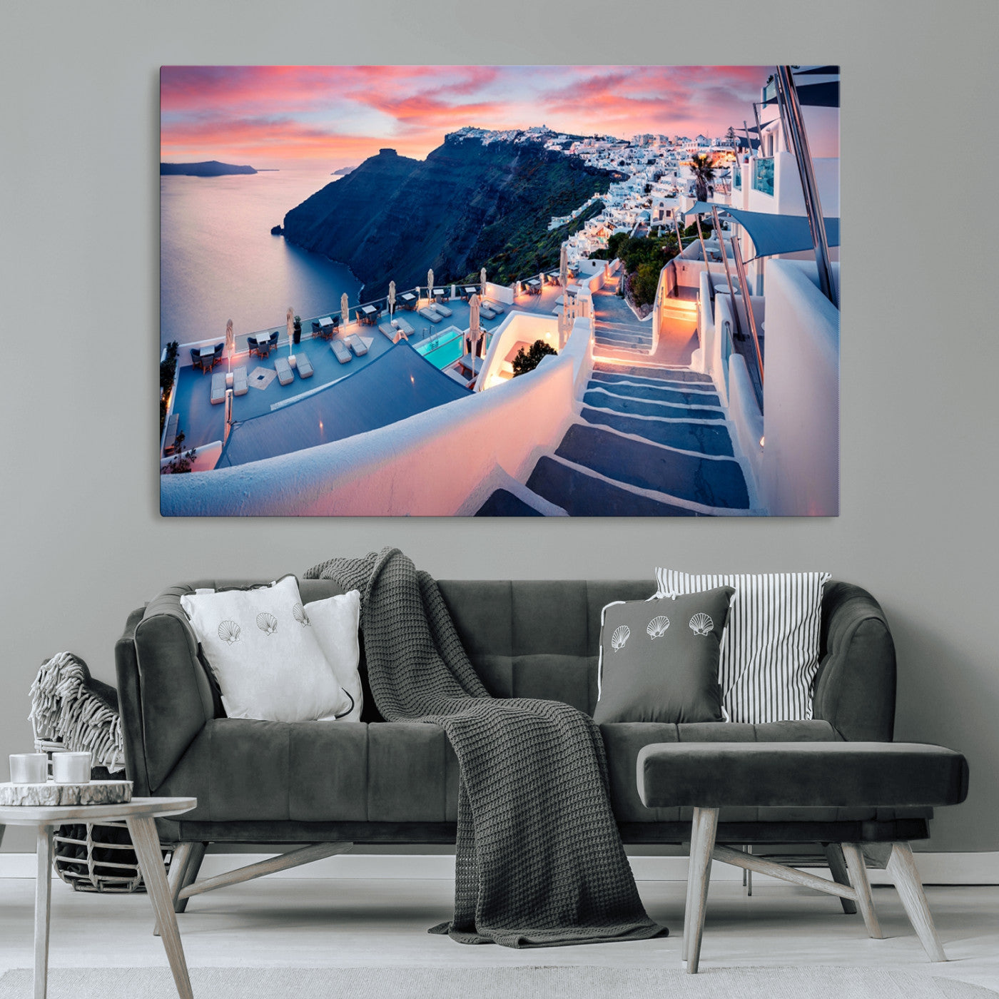 -Santorini Island Wall Art Canvas Print