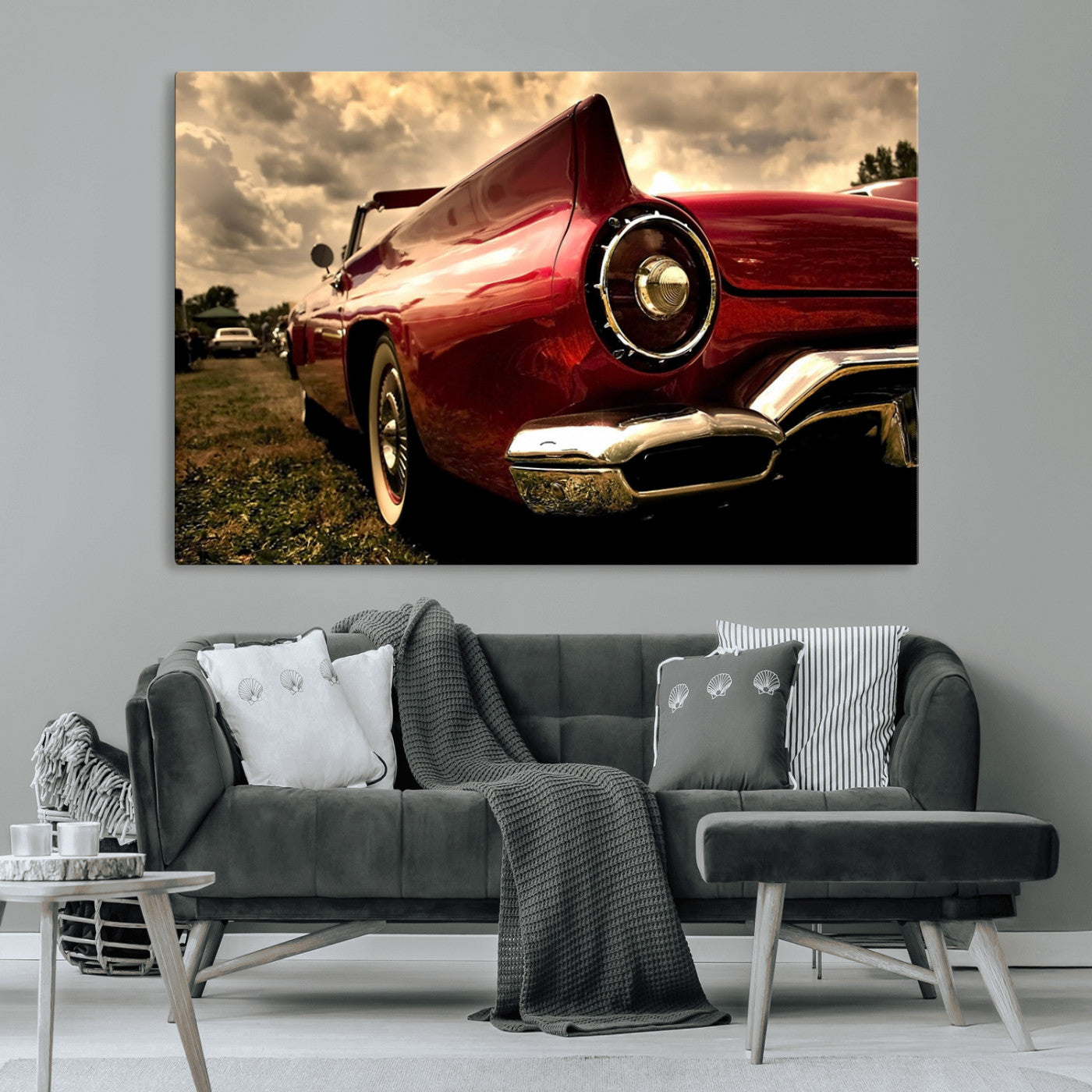 -Red Classic Car Wall Art Canvas Print