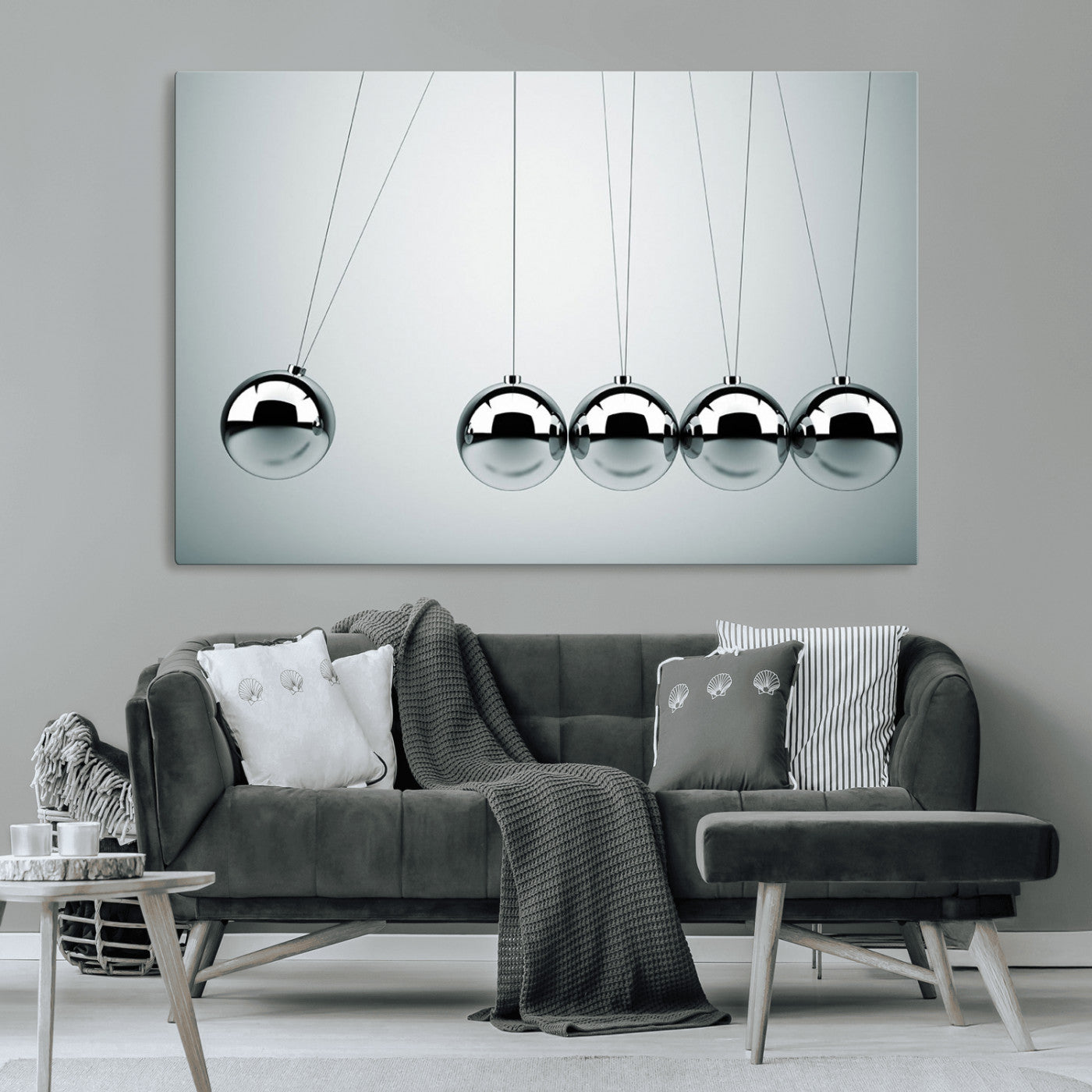 -Newton's Cradle Wall Art Canvas Print, Framed Newton Cradle Wall Art