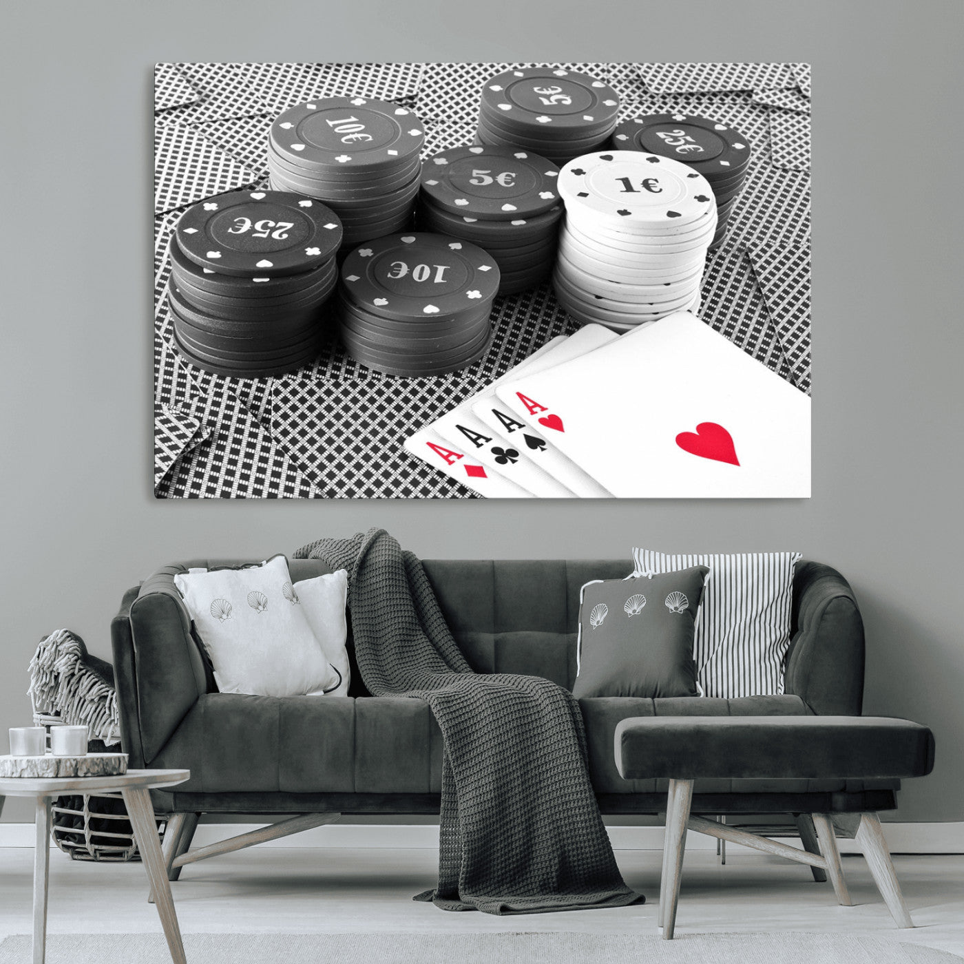 -Poker Game Cards Wall Art Canvas, Multi Panel Wall Art Canvas Print