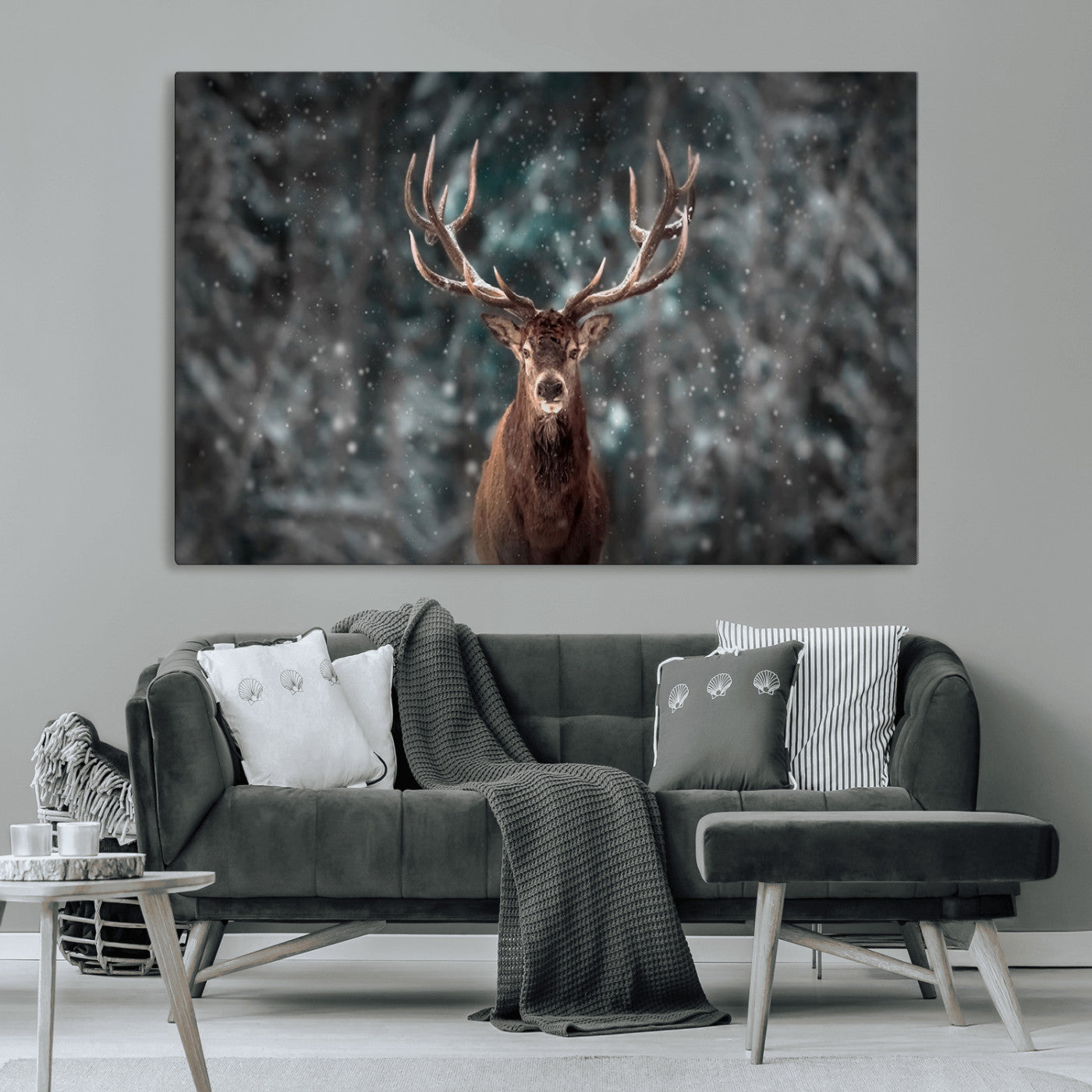 -Wall Art Deer Art Animal Canvas, Framed Wall Art Deer Canvas Print
