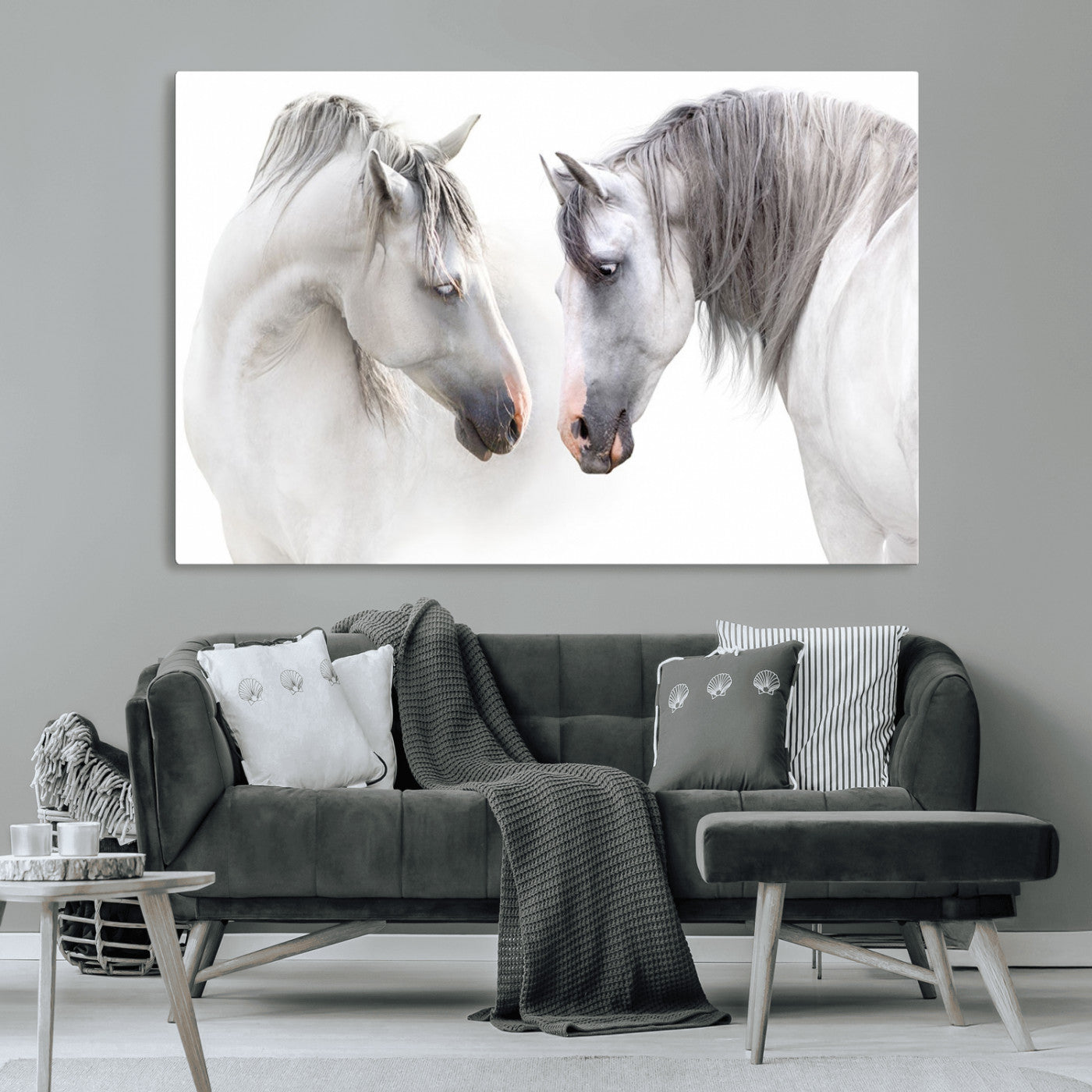-White Horse Wall Art Animal Canvas Print