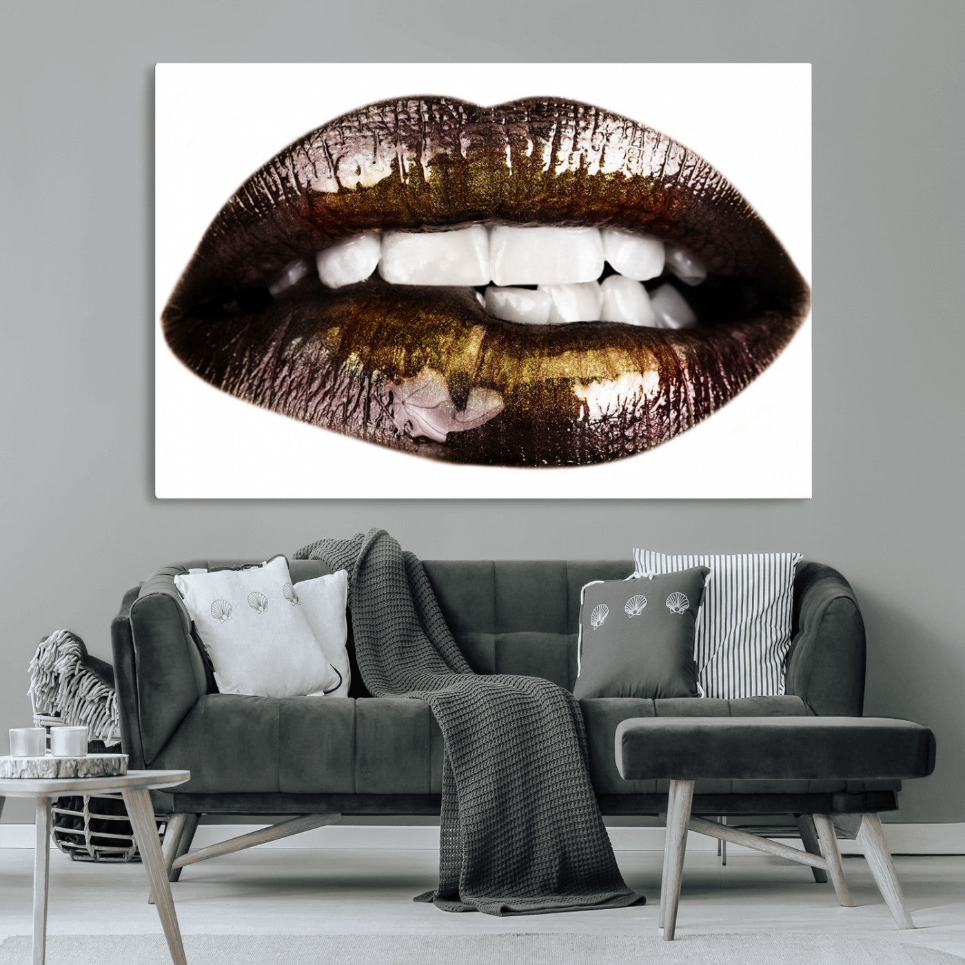 -Close Up Lips Wall Art Canvas Print